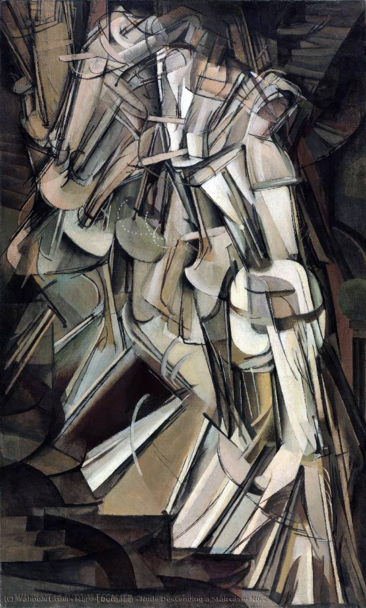  Paintings Reproductions Nude Descending a Staircase, No.2 by Marcel Duchamp (Inspired By) | Most-Famous-Paintings.com