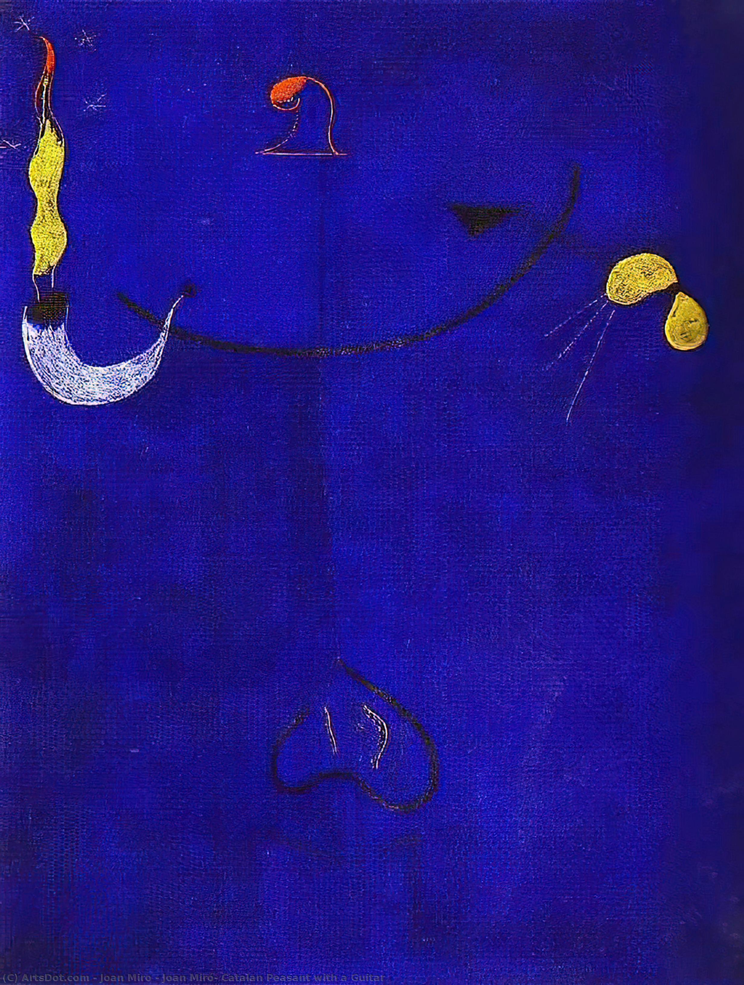 Wikioo.org - The Encyclopedia of Fine Arts - Painting, Artwork by Joan Miro - Joan Miró- Catalan Peasant with a Guitar