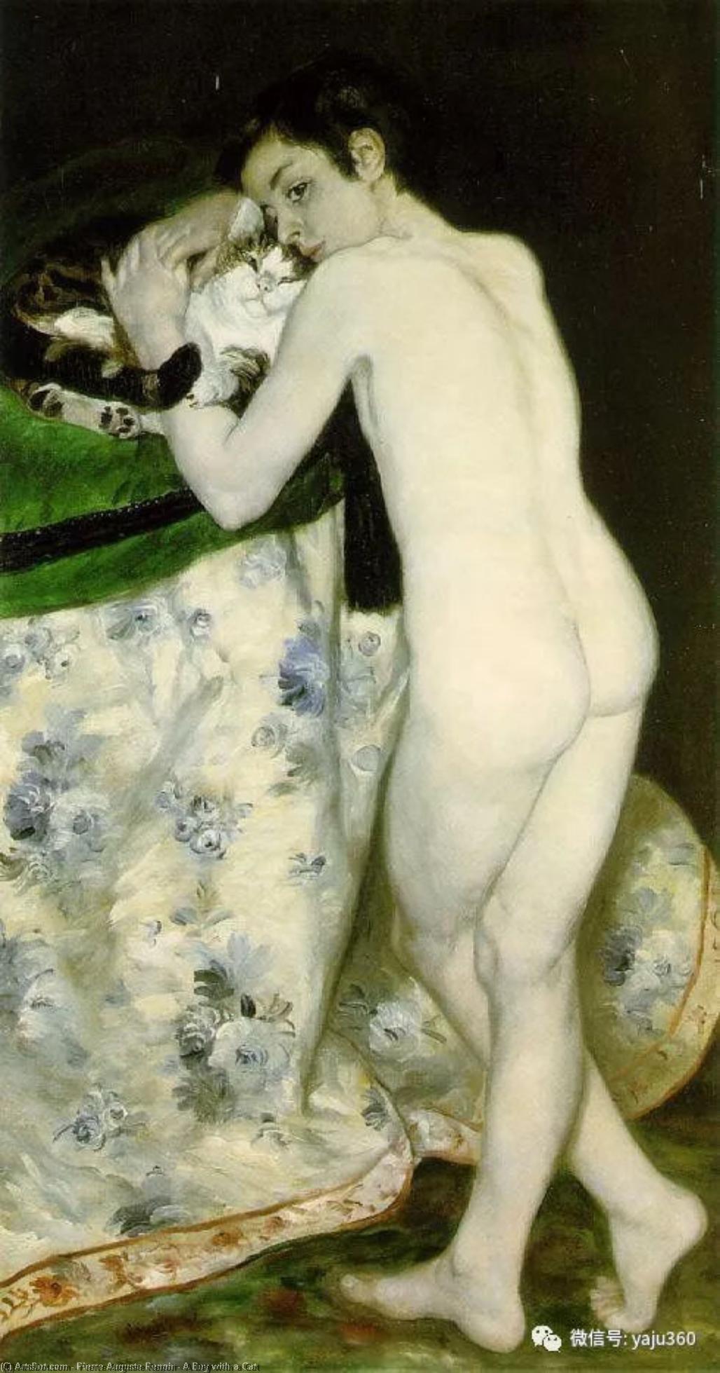 Wikioo.org - Encyklopedia Sztuk Pięknych - Malarstwo, Grafika Pierre-Auguste Renoir - A Boy with a Cat