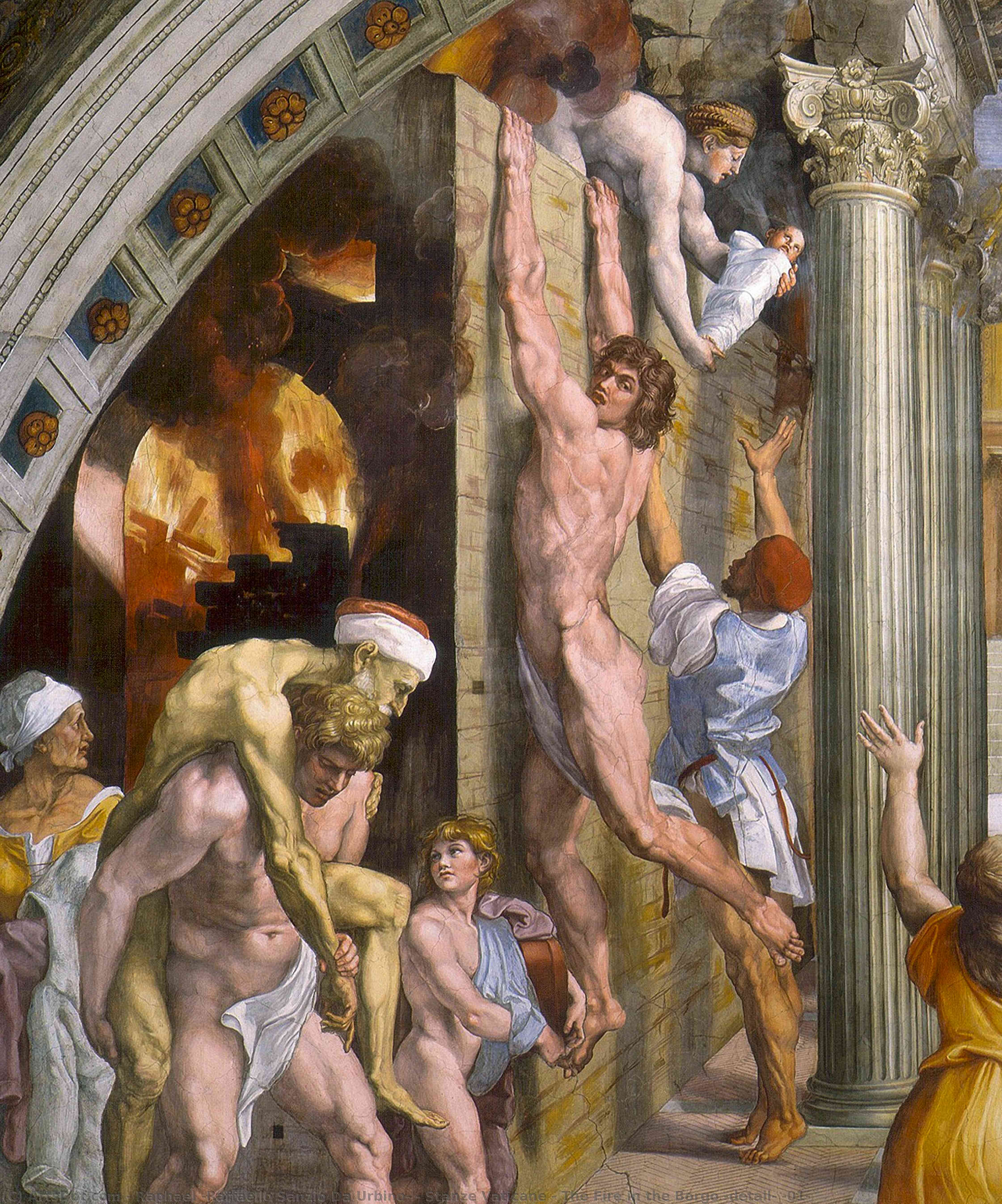 WikiOO.org - Enciclopédia das Belas Artes - Pintura, Arte por Raphael (Raffaello Sanzio Da Urbino) - Stanze Vaticane - The Fire in the Borgo (detail) [01]