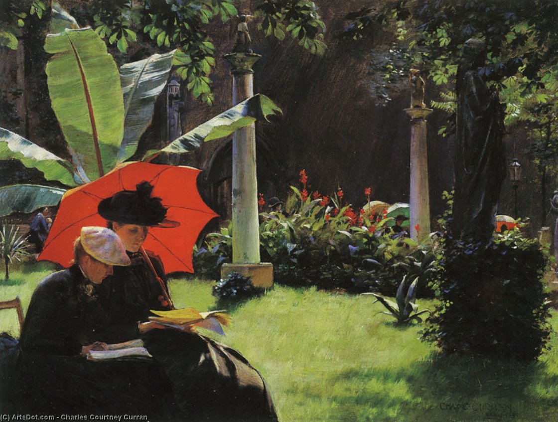 Wikioo.org - The Encyclopedia of Fine Arts - Painting, Artwork by Charles Courtney Curran - Afternoon in the Cluny Gardens, Paris