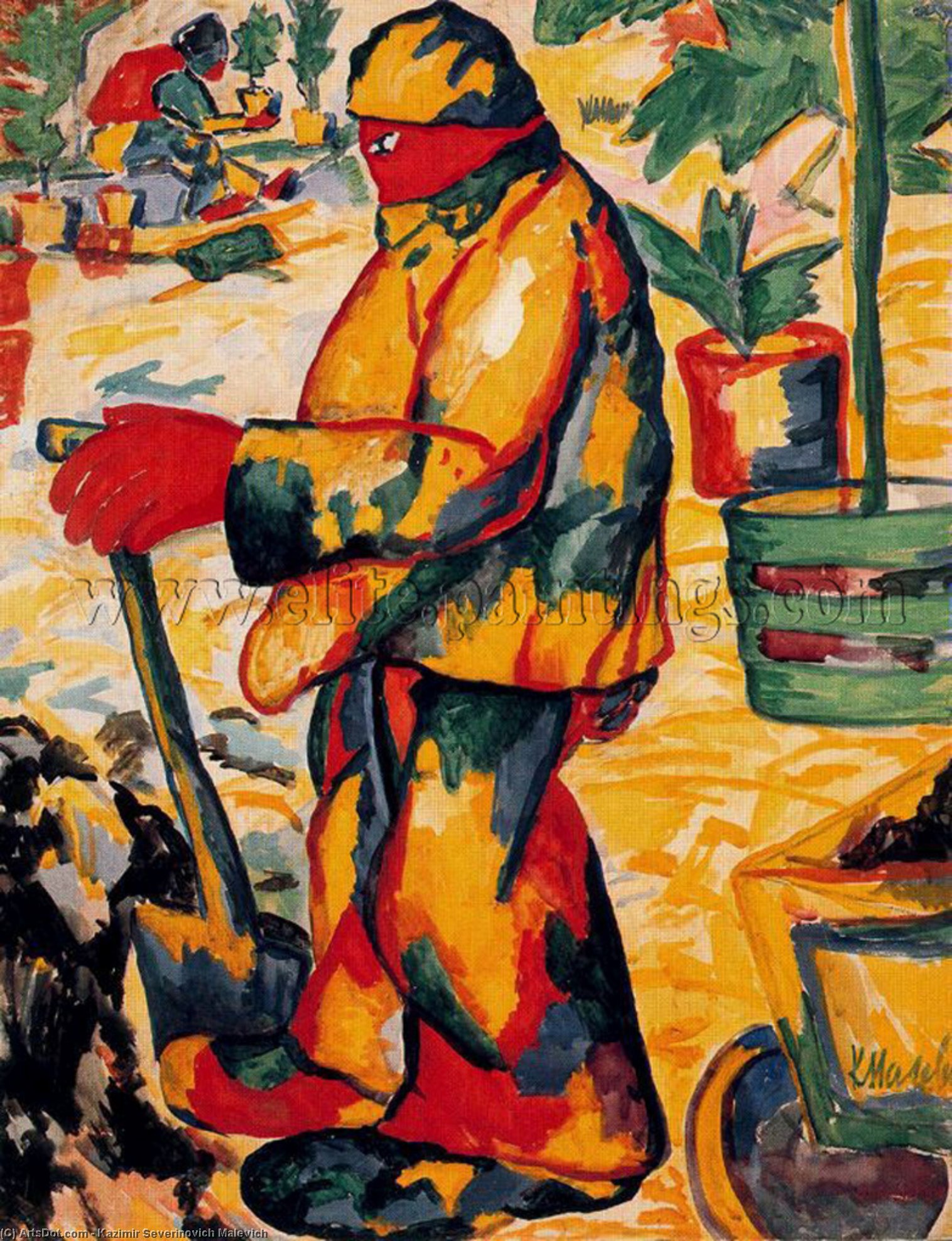Характерная картина. Казимир Северинович Малевич (1878-1935). Казими́р Севери́нович Мале́вич. Малевич садовник 1911. Казимир Малевич садовник.