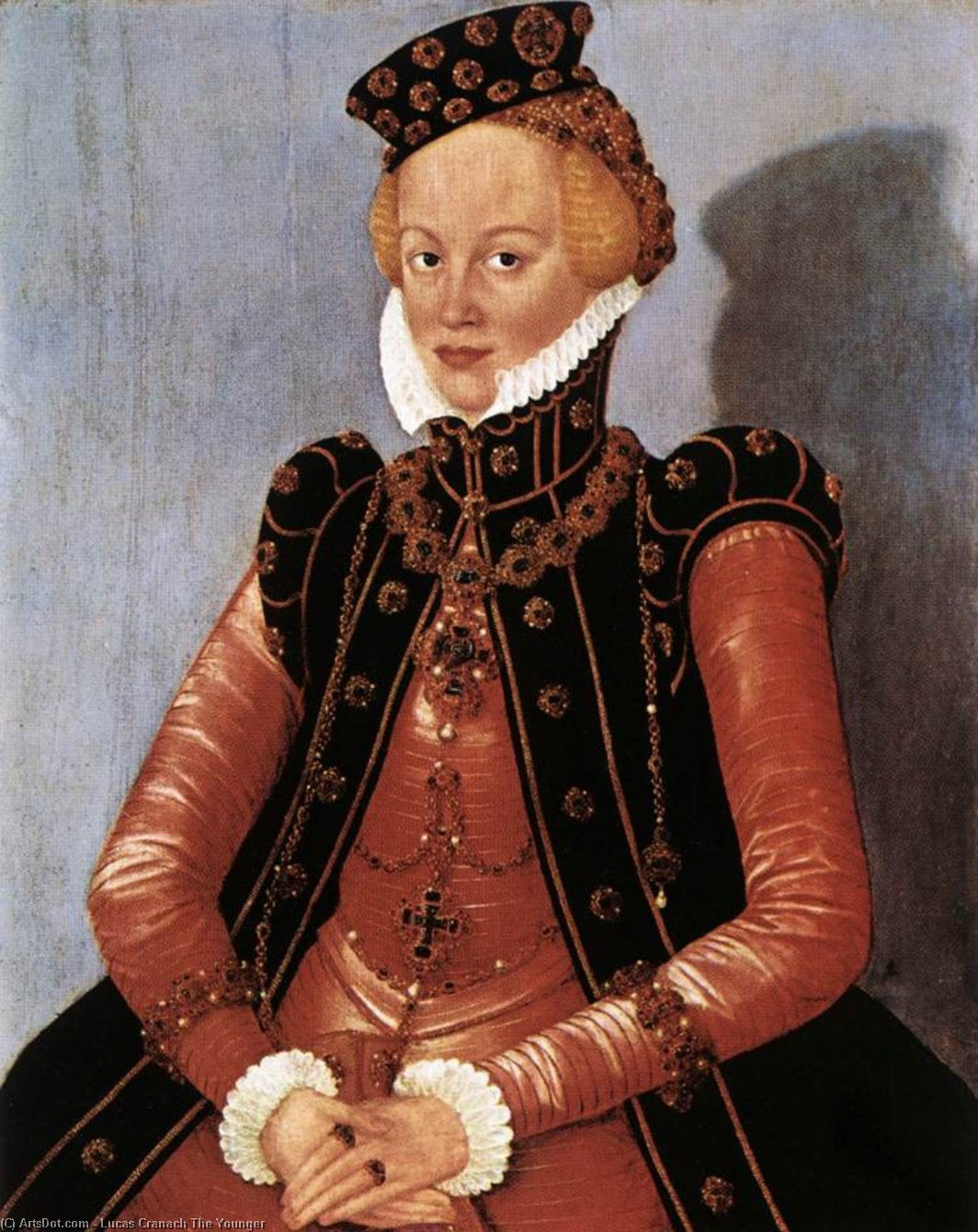 Wikioo.org - The Encyclopedia of Fine Arts - Painting, Artwork by Lucas Cranach The Younger - Portrait of a Woman 1