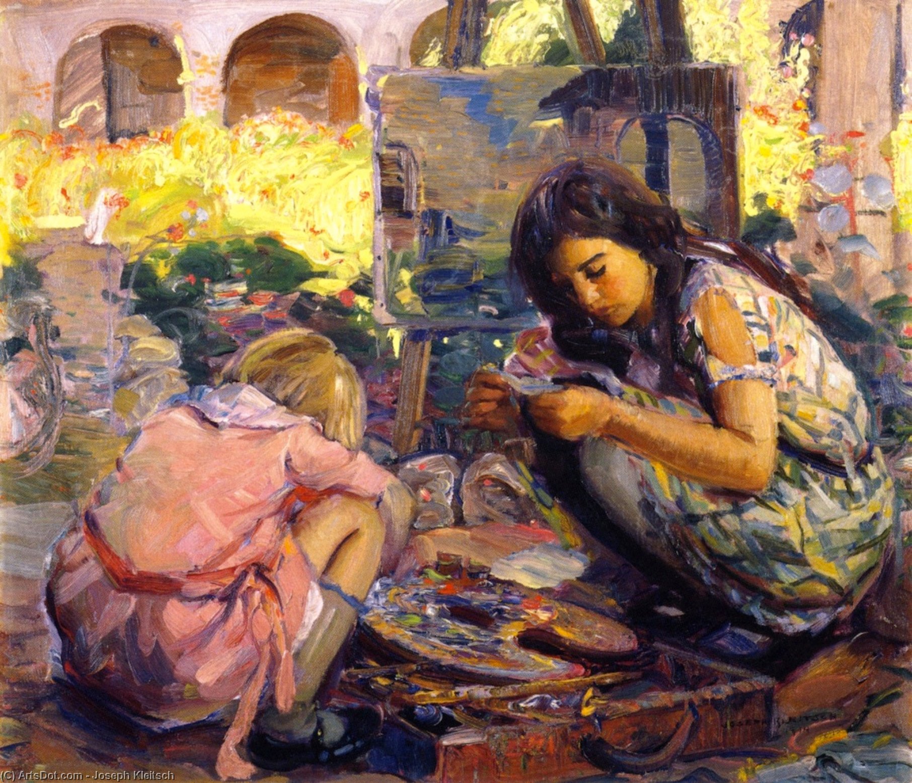 Wikioo.org - The Encyclopedia of Fine Arts - Painting, Artwork by Joseph Kleitsch - Curiosity (Mission San Juan Caistrano)