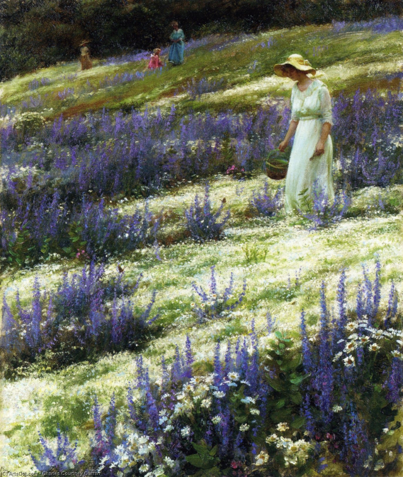 Wikioo.org - The Encyclopedia of Fine Arts - Painting, Artwork by Charles Courtney Curran - Ladies on a Hill
