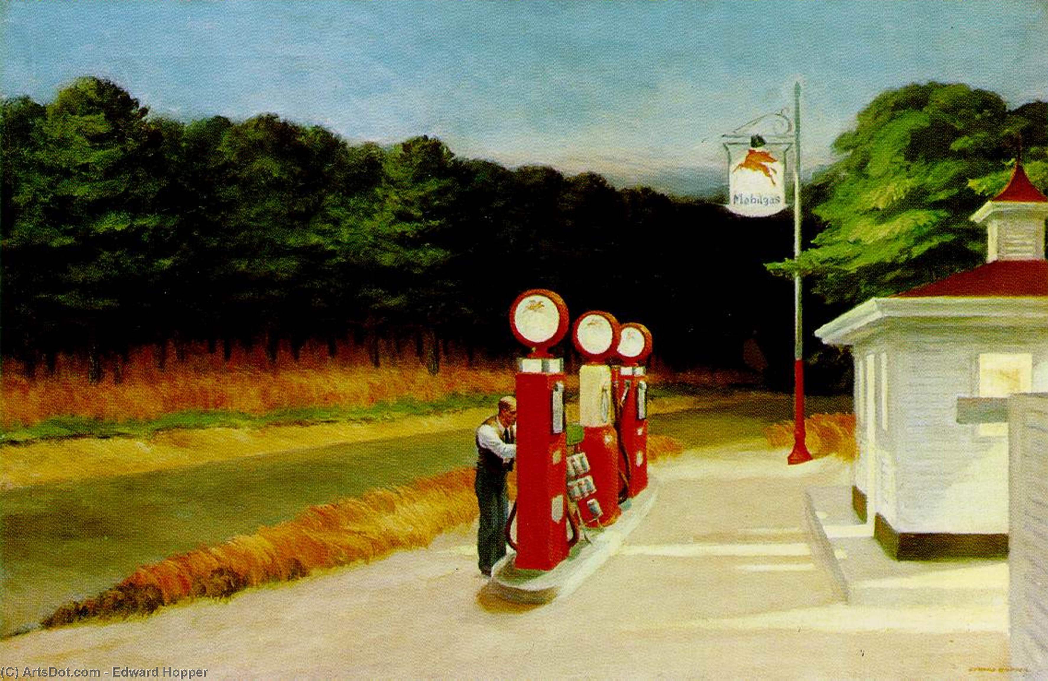 Wikoo.org - موسوعة الفنون الجميلة - اللوحة، العمل الفني Edward Hopper - Gas