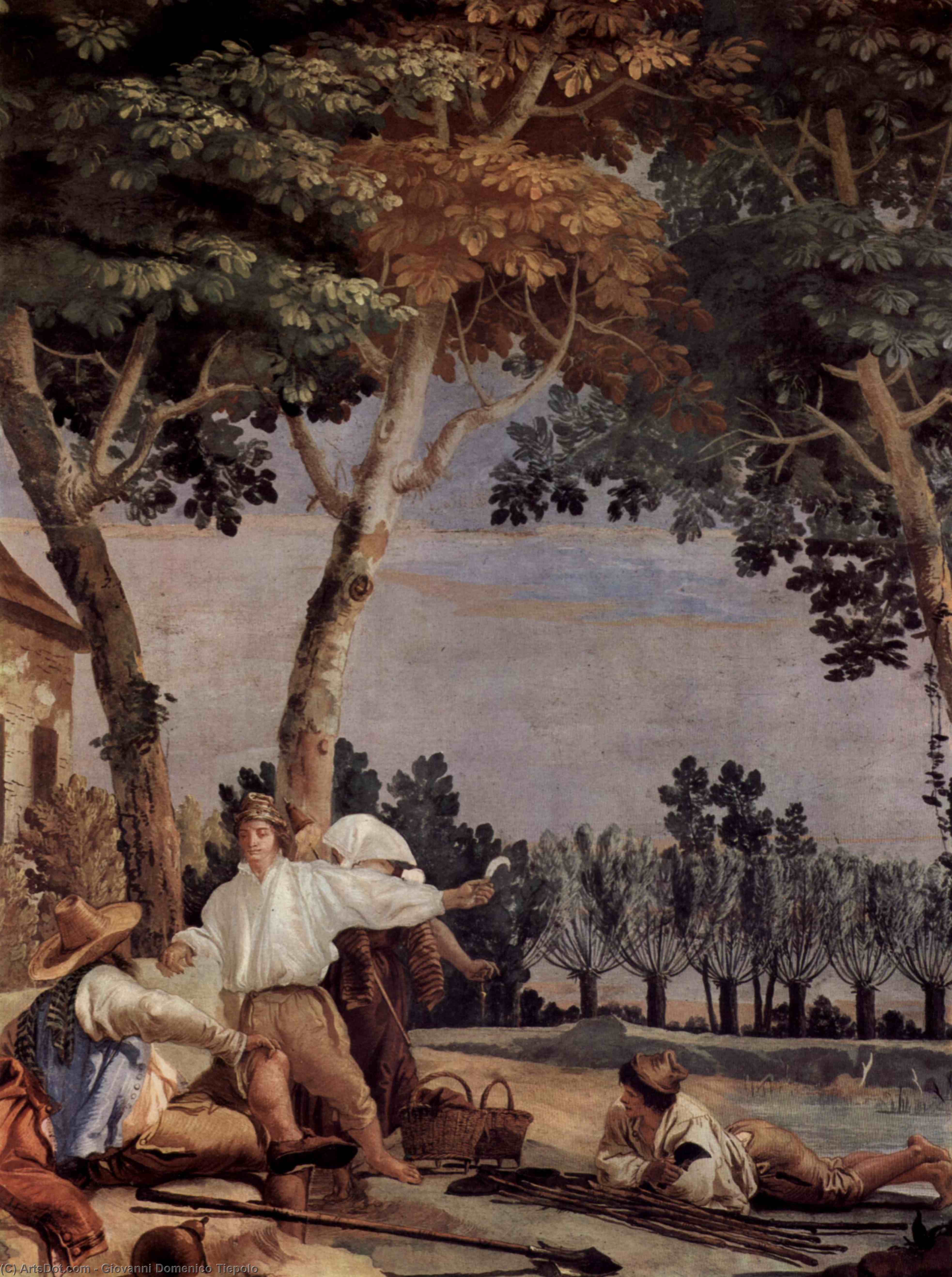 Wikioo.org - The Encyclopedia of Fine Arts - Painting, Artwork by Giovanni Domenico Tiepolo - Rest of the farmers