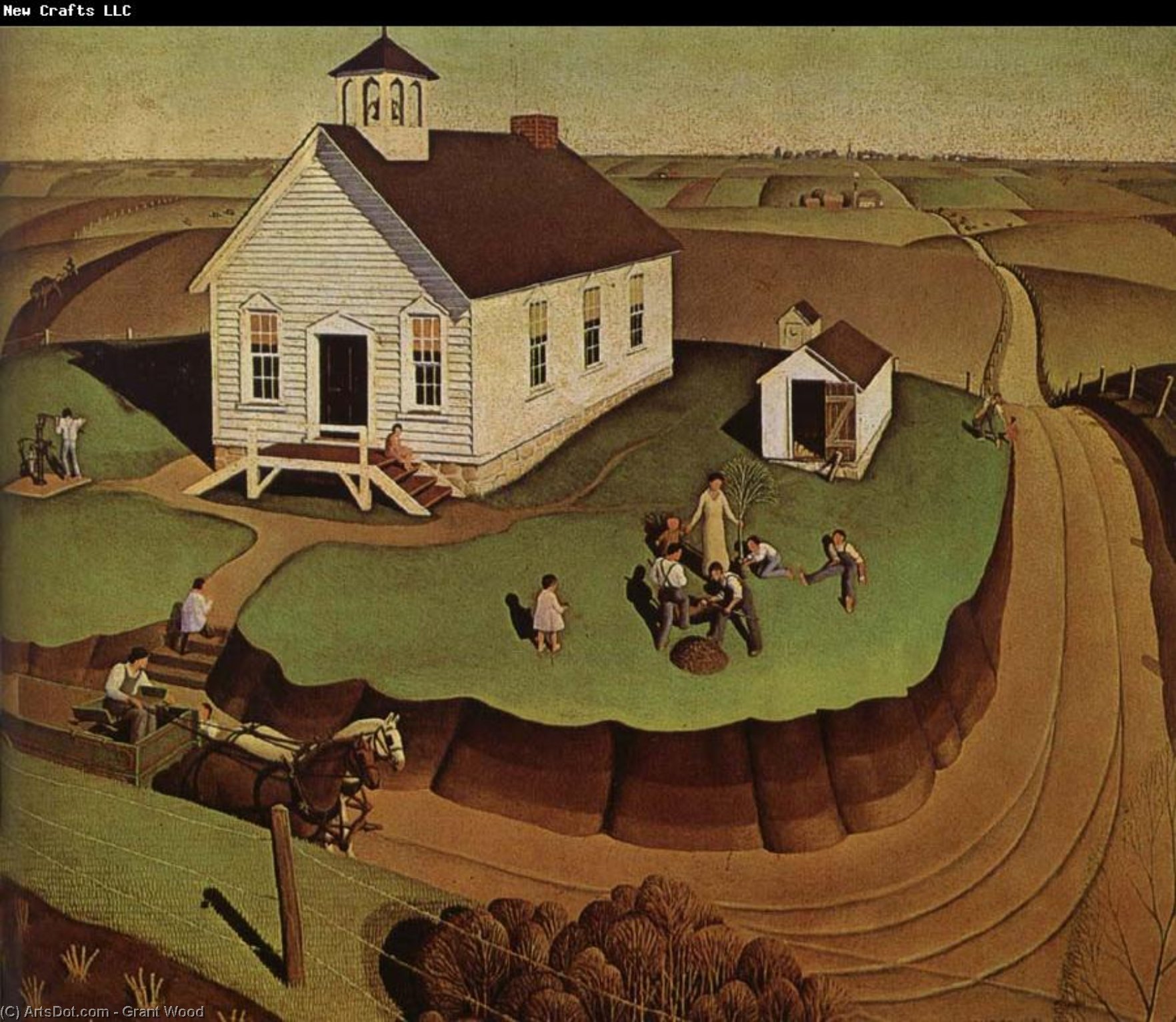 Wikioo.org - The Encyclopedia of Fine Arts - Painting, Artwork by Grant Wood - Arbor Day