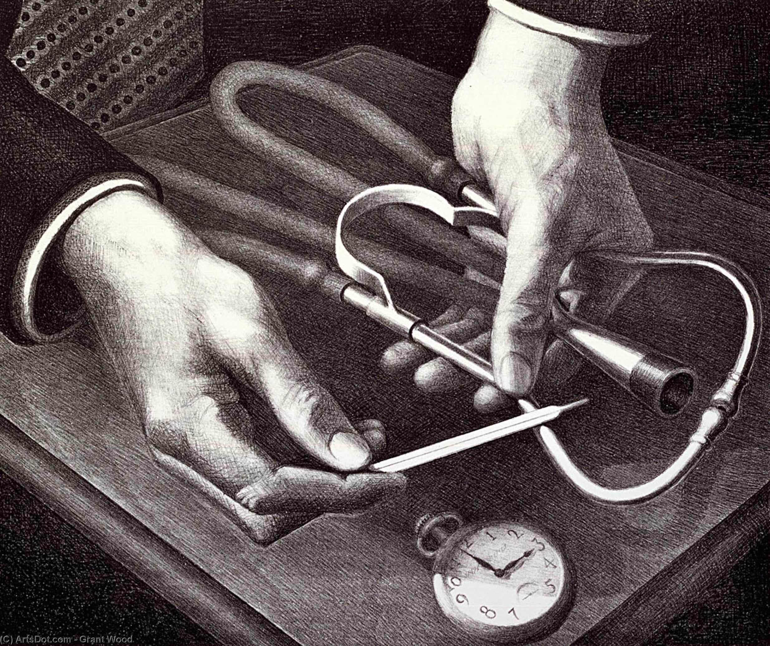 WikiOO.org - Encyclopedia of Fine Arts - Maalaus, taideteos Grant Wood - Family Doctor