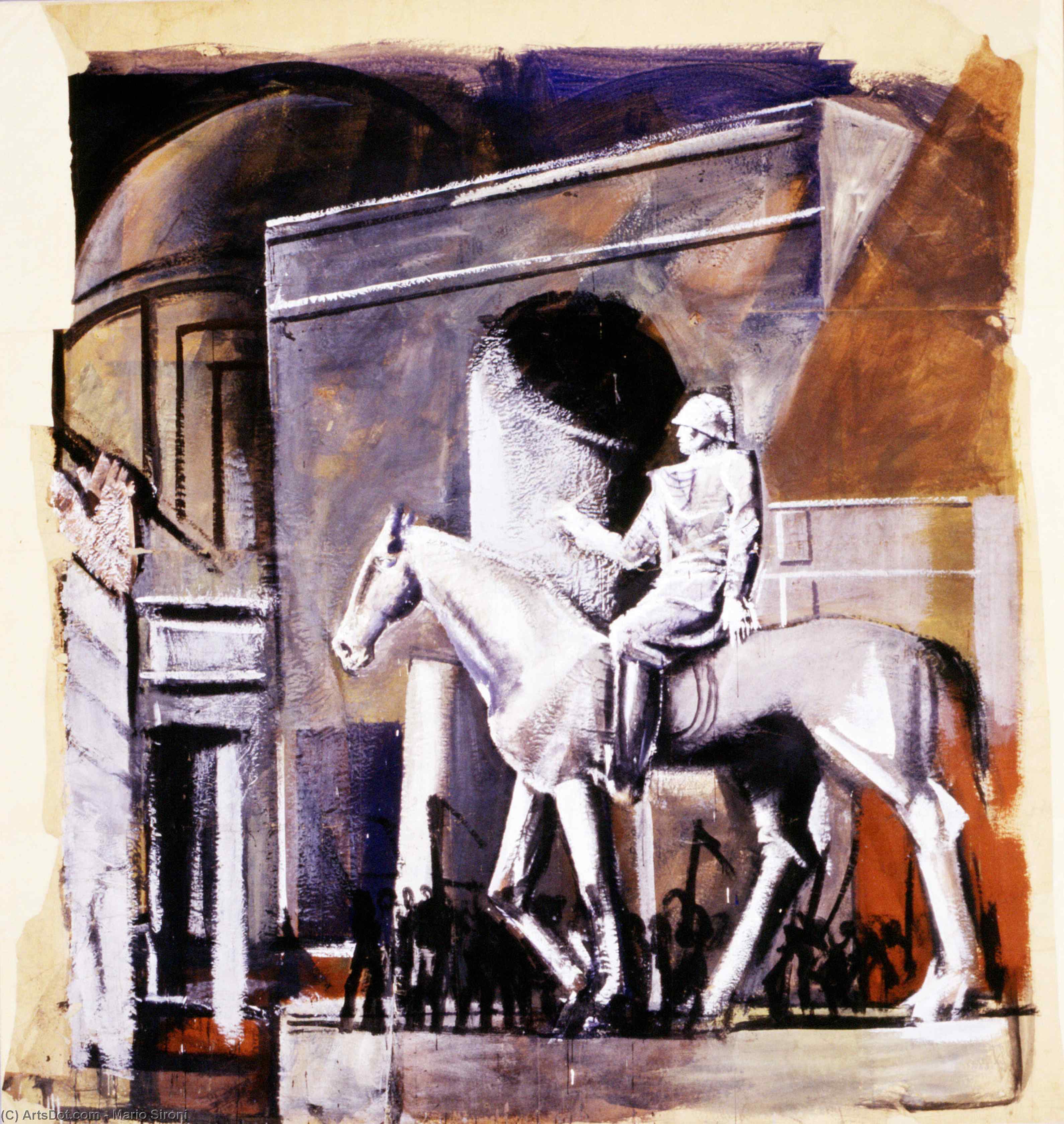 Wikioo.org – La Enciclopedia de las Bellas Artes - Pintura, Obras de arte de Mario Sironi - Líder a caballo