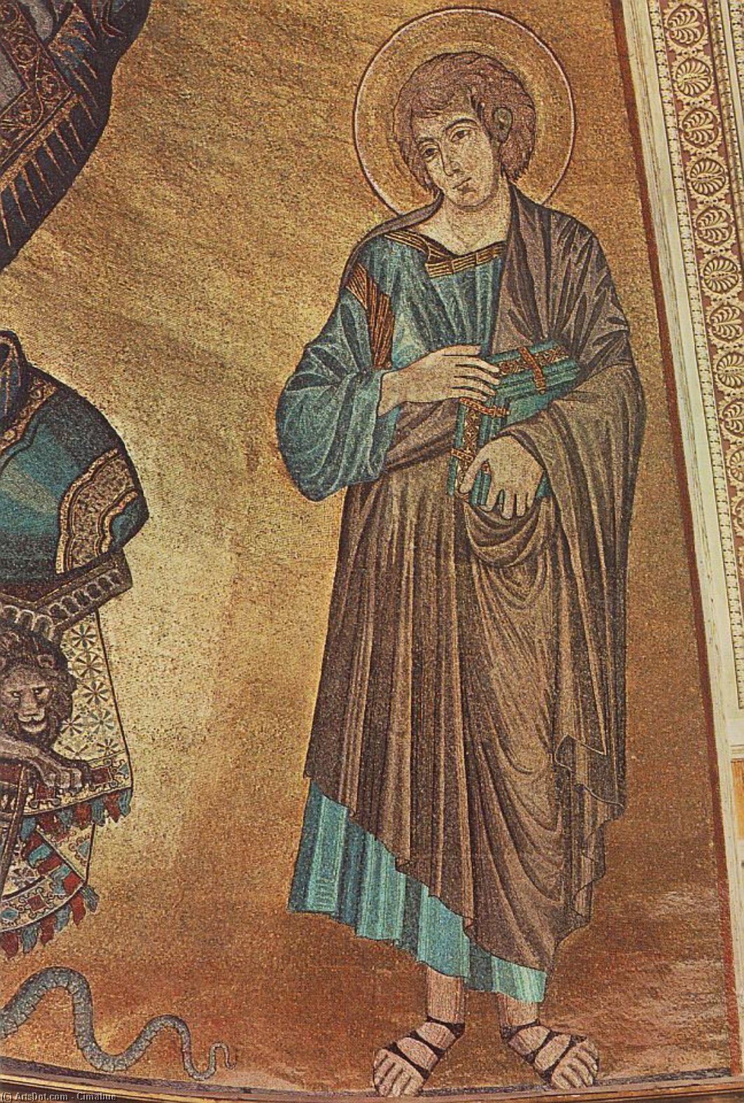 WikiOO.org - Encyclopedia of Fine Arts - Lukisan, Artwork Cimabue - Christ Enthroned between the Virgin and St John the Evangelist (detail)
