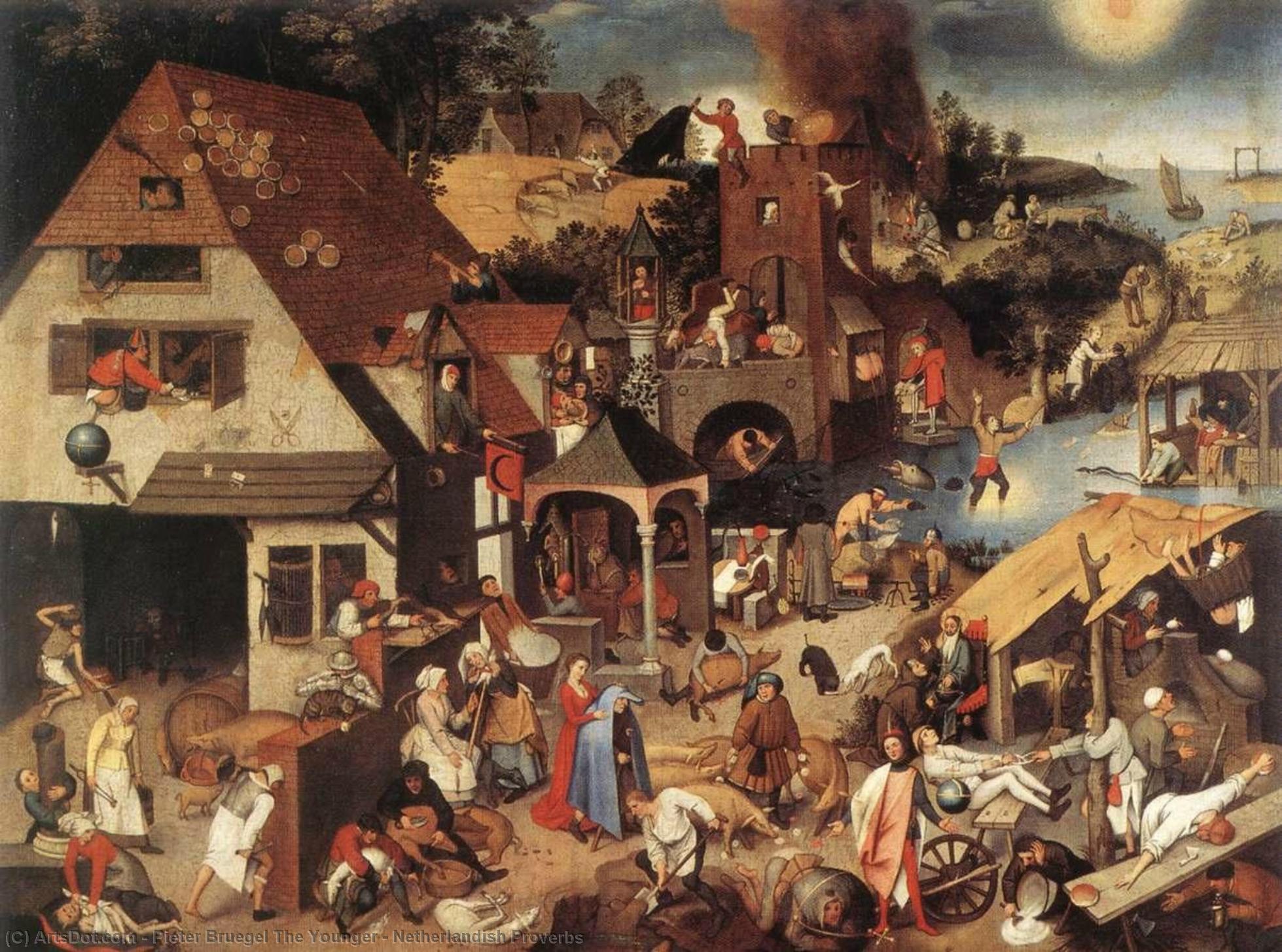 Wikioo.org - The Encyclopedia of Fine Arts - Painting, Artwork by Pieter Bruegel The Younger - Netherlandish Proverbs