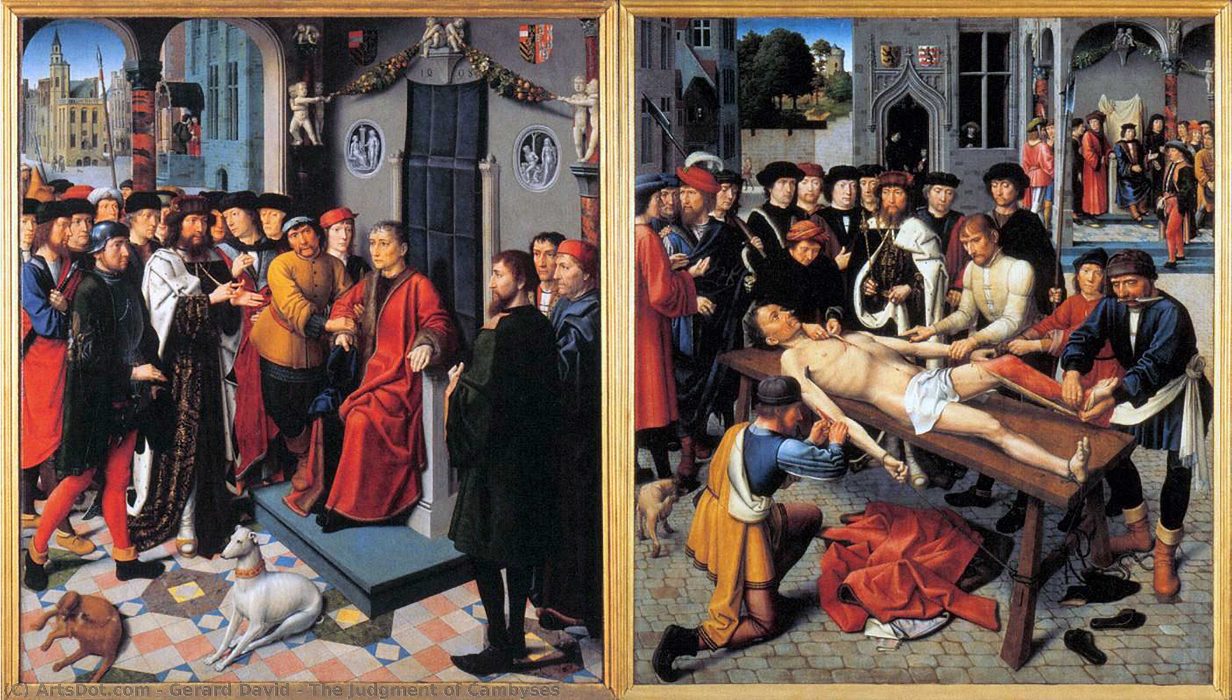 Самый древний суд. Суд Камбиса картина Герарда Давида 1498 г.