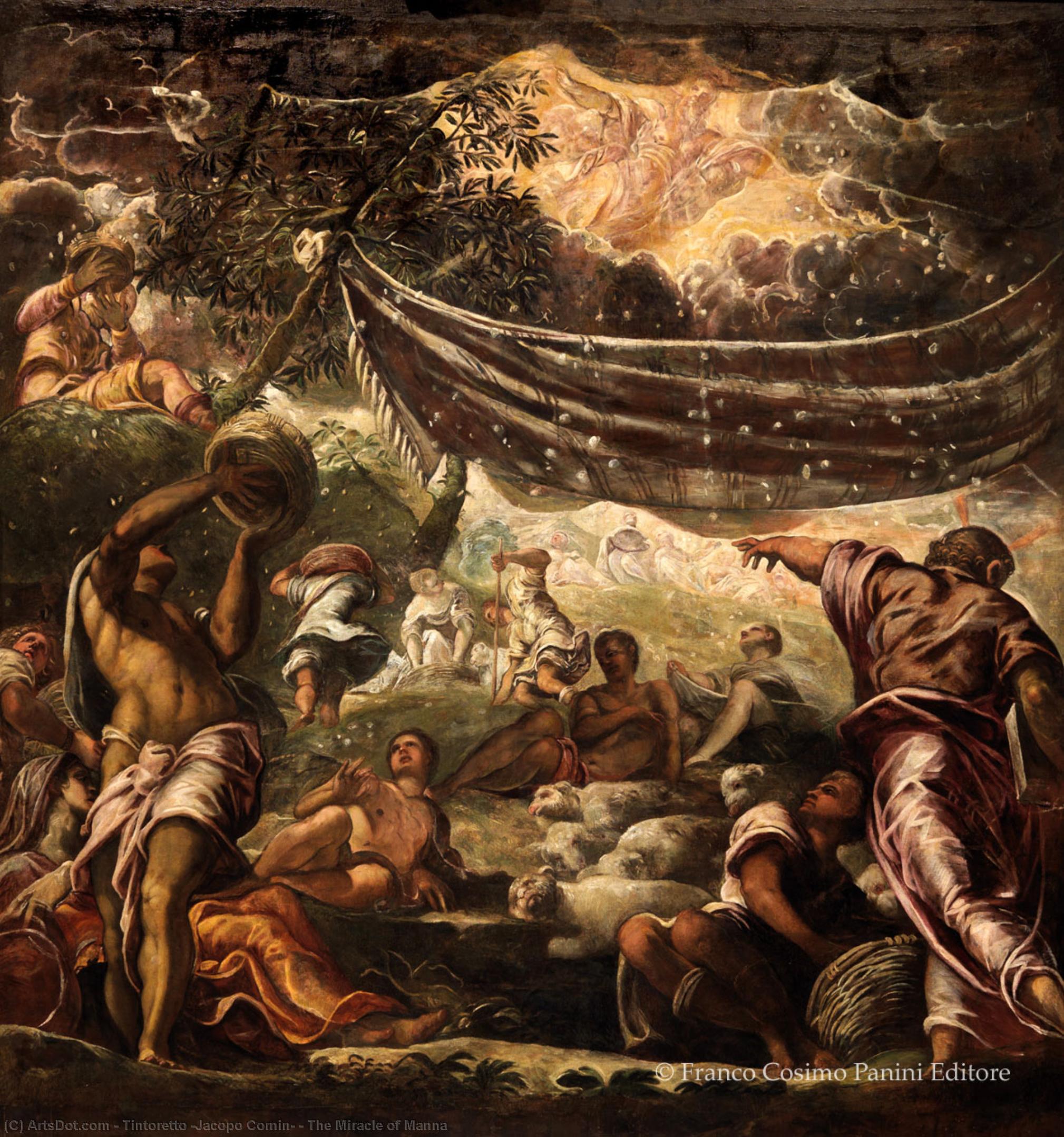 Wikioo.org - The Encyclopedia of Fine Arts - Painting, Artwork by Tintoretto (Jacopo Comin) - The Miracle of Manna