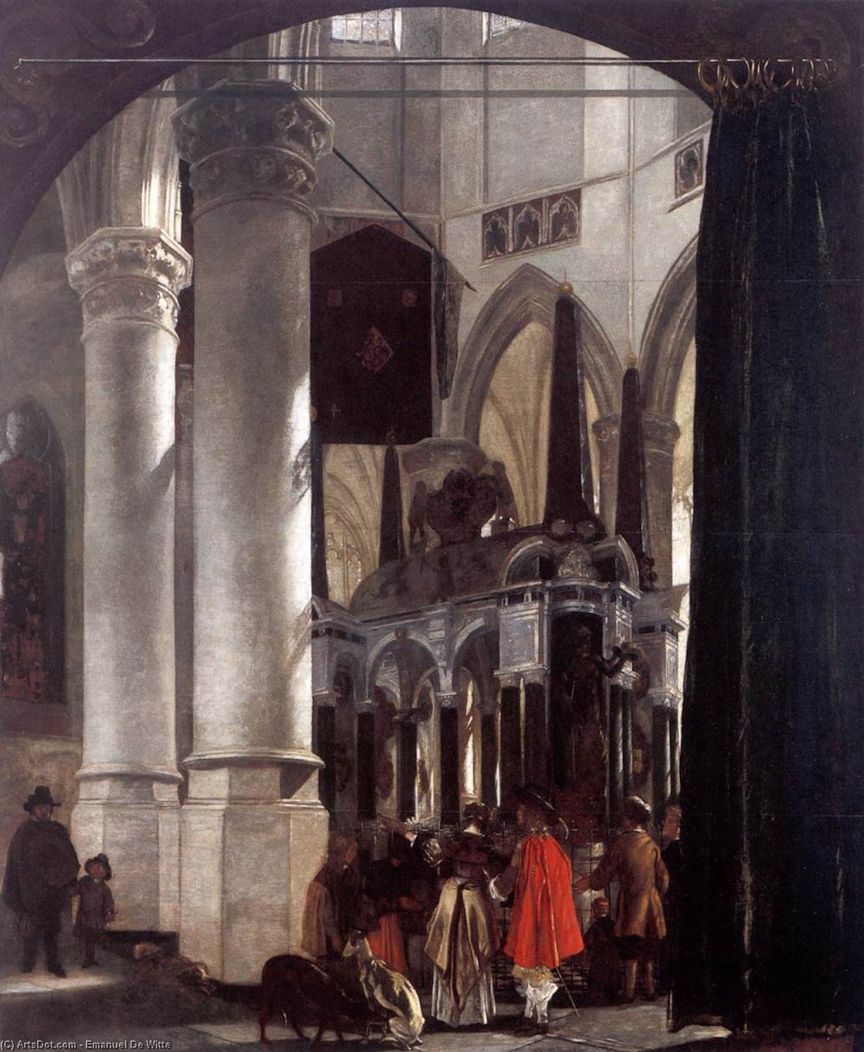 Wikioo.org - The Encyclopedia of Fine Arts - Painting, Artwork by Emanuel De Witte - The Nieuwe Kerk in Delft with the Tomb of William the Silent