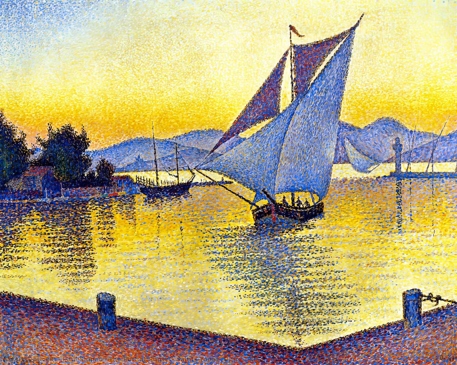 Wikioo.org - The Encyclopedia of Fine Arts - Painting, Artwork by Paul Signac - The Port at Sunset, Saint-Tropez, Opus 236