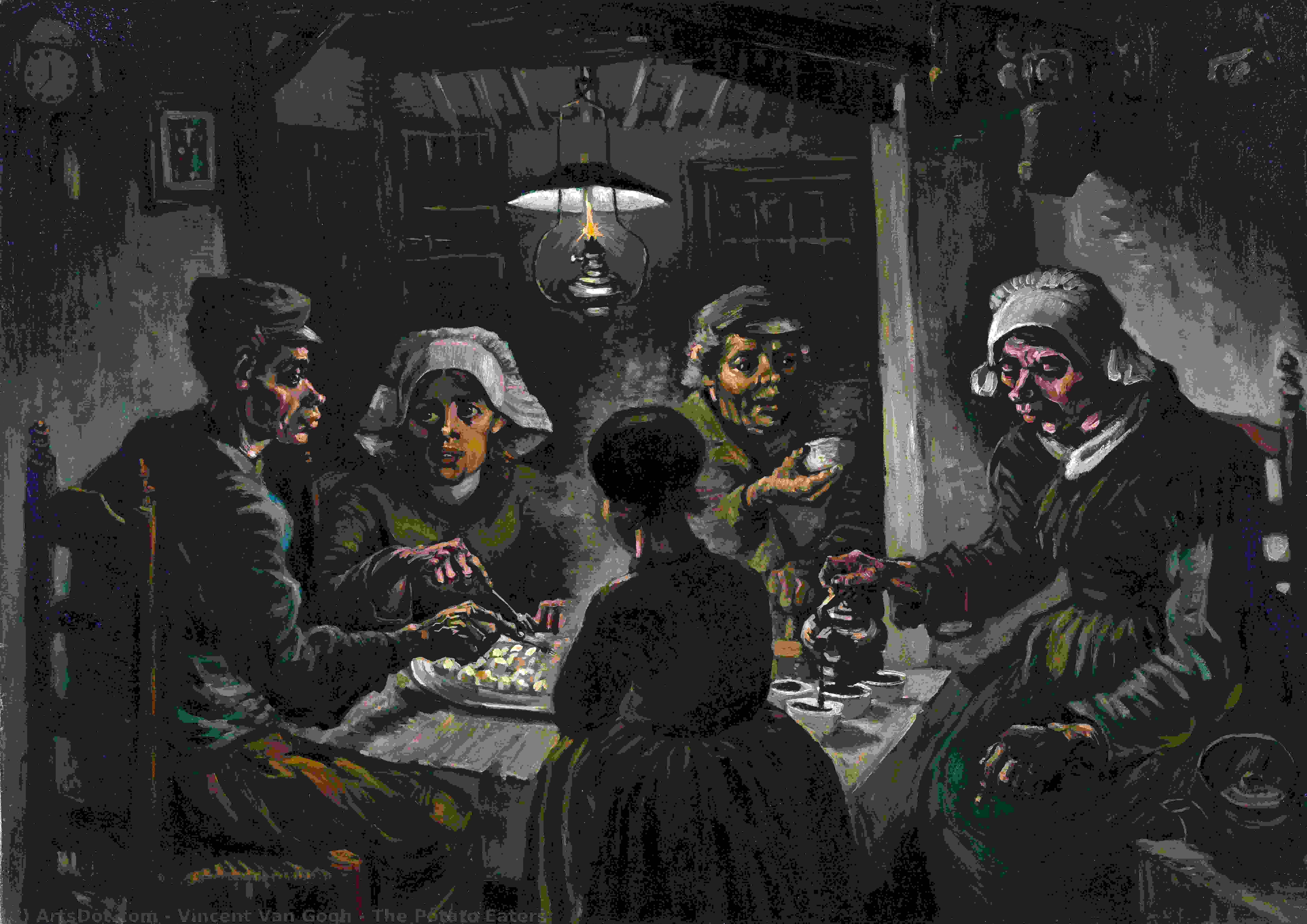 WikiOO.org - Энциклопедия изобразительного искусства - Живопись, Картины  Vincent Van Gogh - пожиратели картофеля
