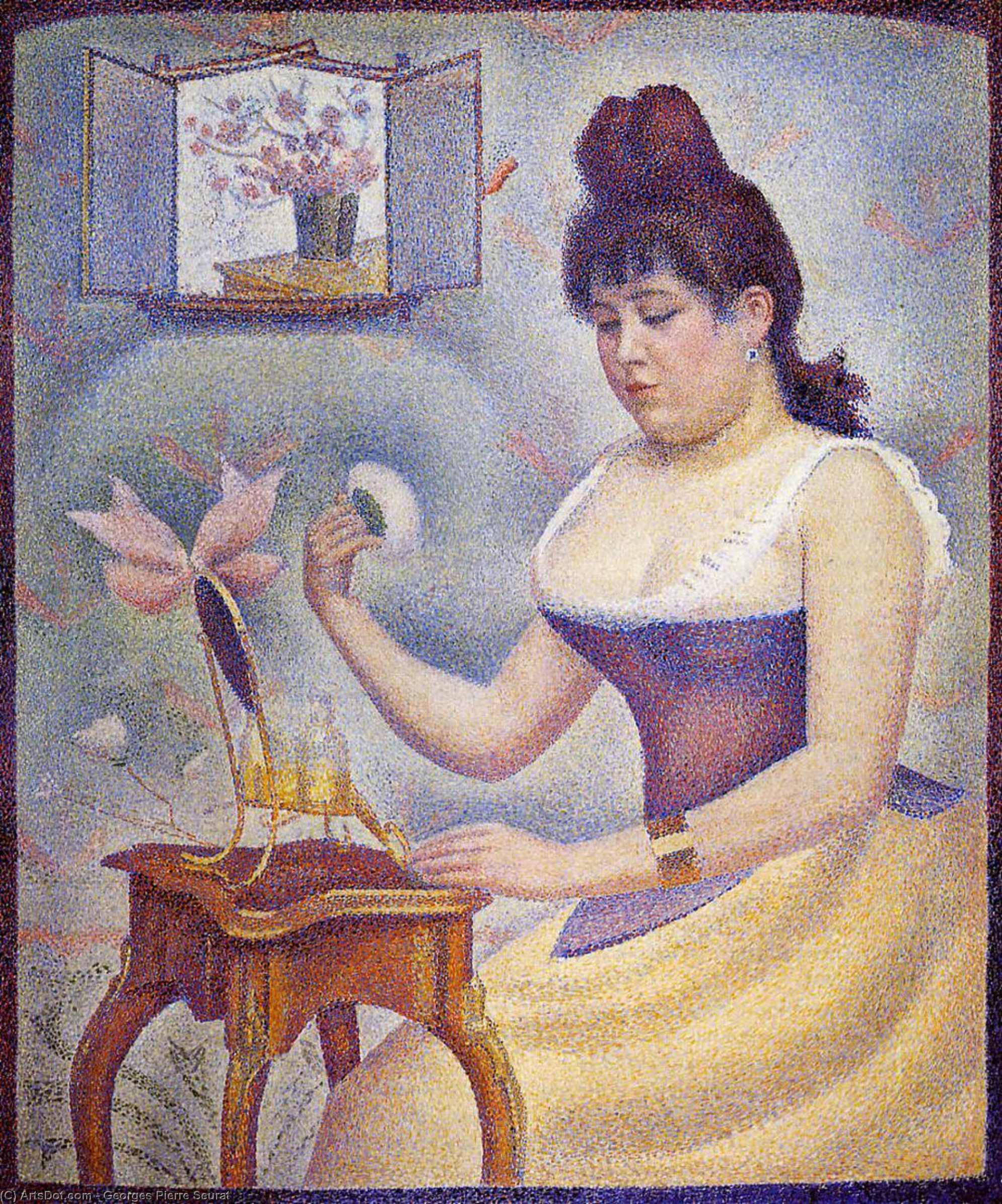 Wikioo.org – L'Enciclopedia delle Belle Arti - Pittura, Opere di Georges Pierre Seurat - giovane donna polverizzazione  stesso