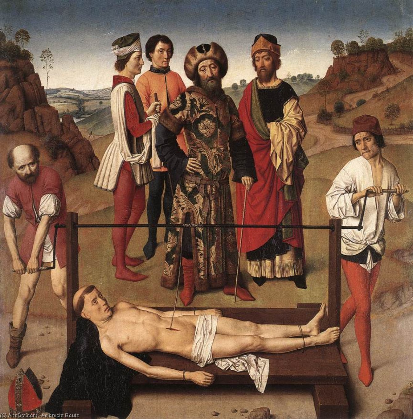 Wikioo.org - The Encyclopedia of Fine Arts - Painting, Artwork by Aelbrecht Bouts - Martyrdom Of St Erasmus (central Panel)