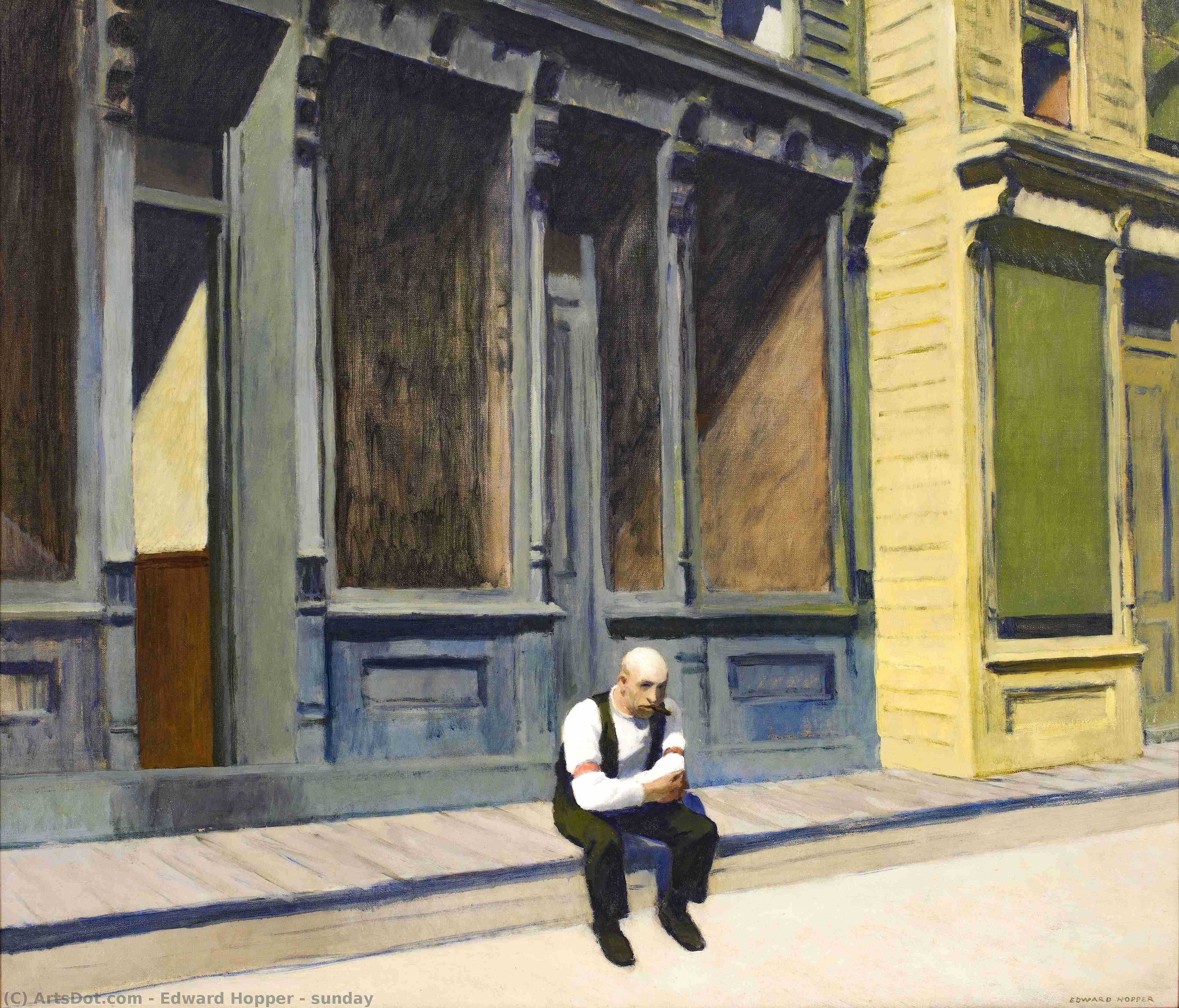 Wikoo.org - موسوعة الفنون الجميلة - اللوحة، العمل الفني Edward Hopper - sunday
