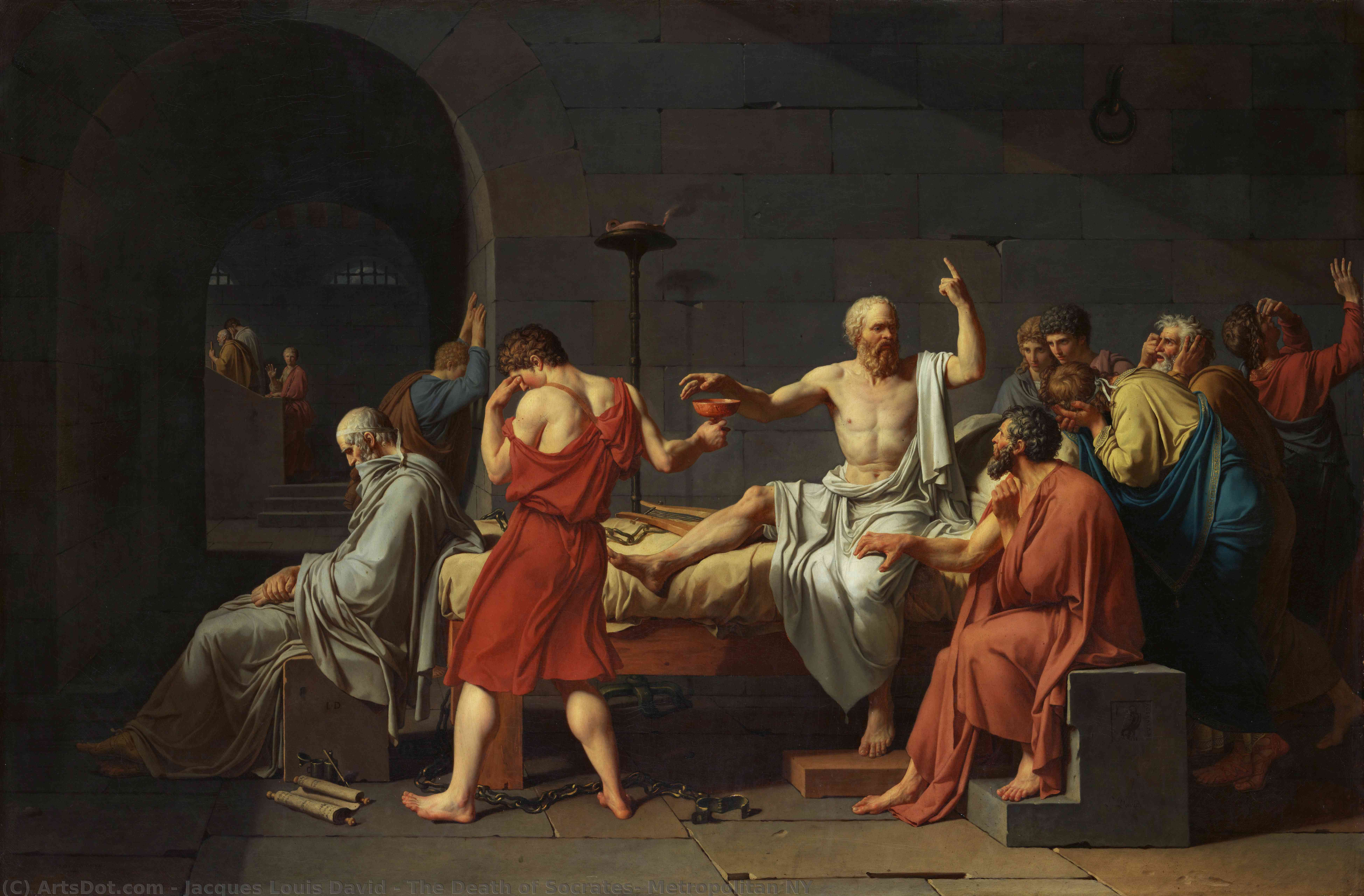Wikioo.org - The Encyclopedia of Fine Arts - Painting, Artwork by Jacques Louis David - The Death of Socrates, Metropolitan NY