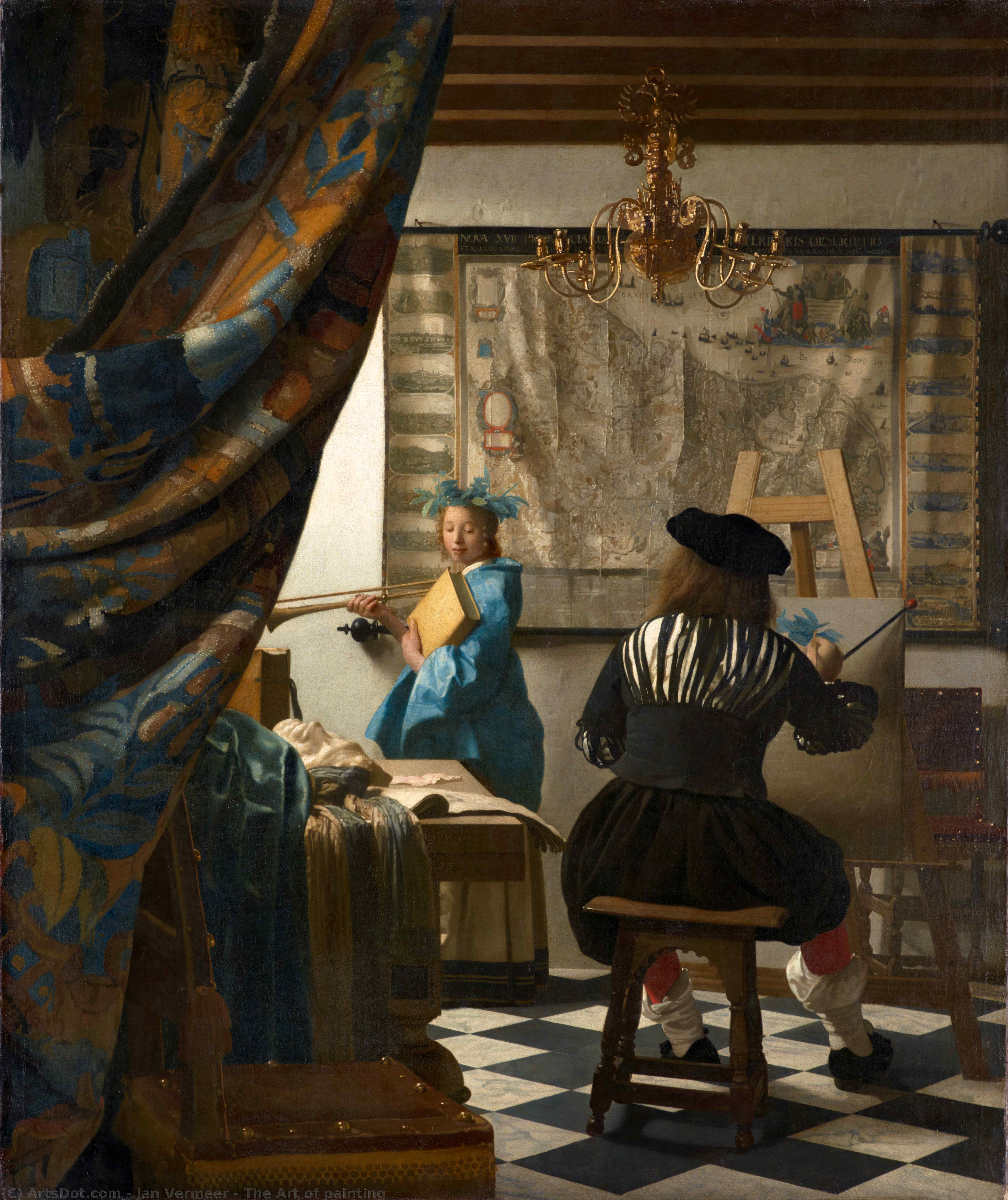 Wikoo.org - موسوعة الفنون الجميلة - اللوحة، العمل الفني Jan Vermeer - The Art of painting