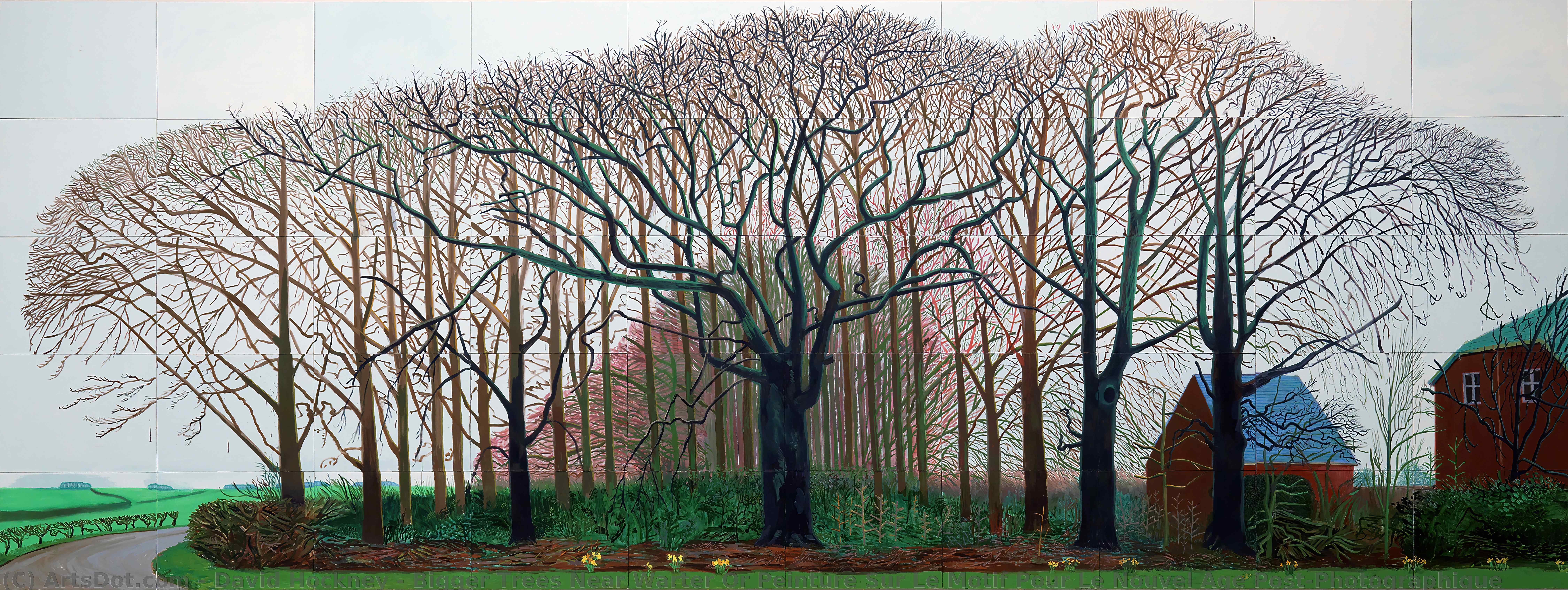 Wikioo.org - The Encyclopedia of Fine Arts - Painting, Artwork by David Hockney - Bigger Trees Near Warter Or Peinture Sur Le Motif Pour Le Nouvel Age Post-Photographique