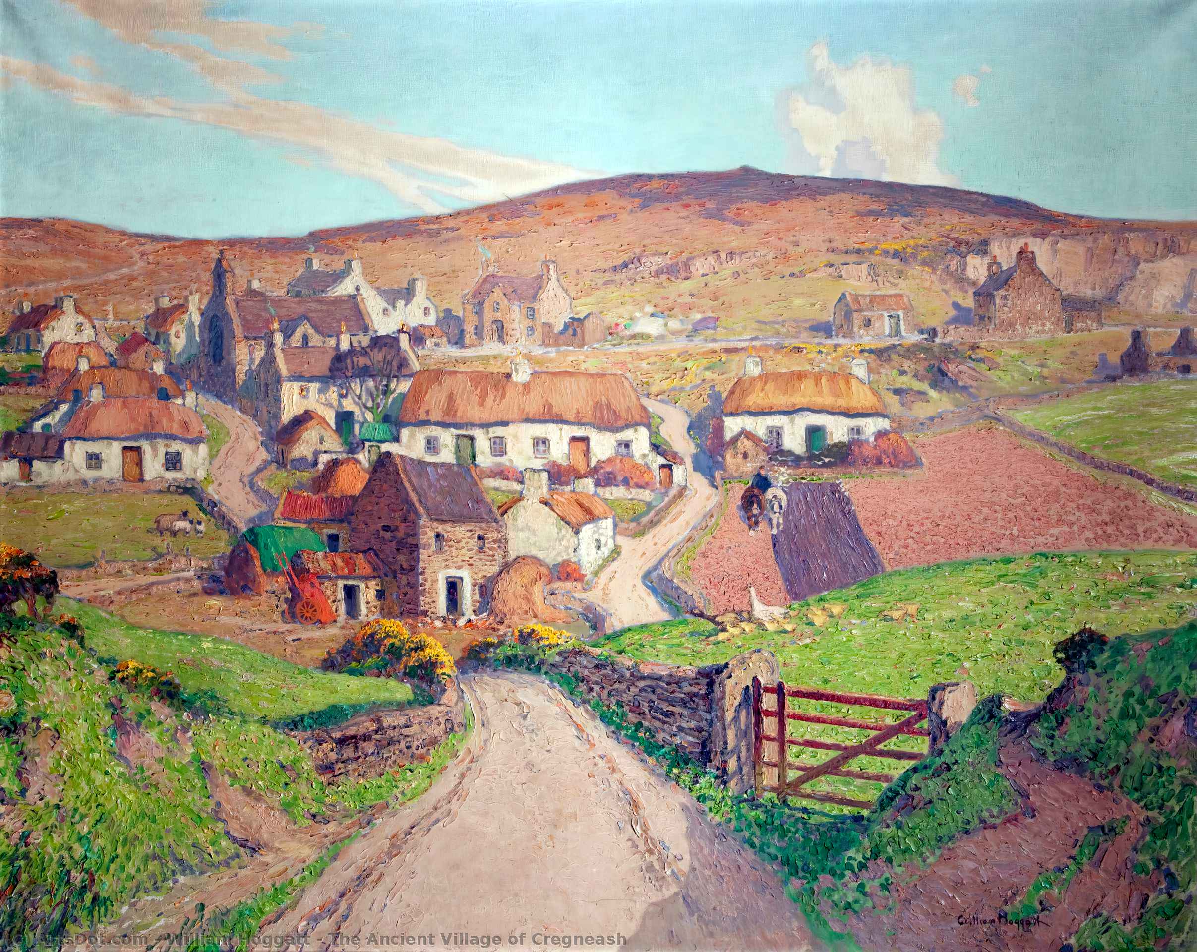 Wikioo.org - The Encyclopedia of Fine Arts - Painting, Artwork by William Hoggatt - The Ancient Village of Cregneash
