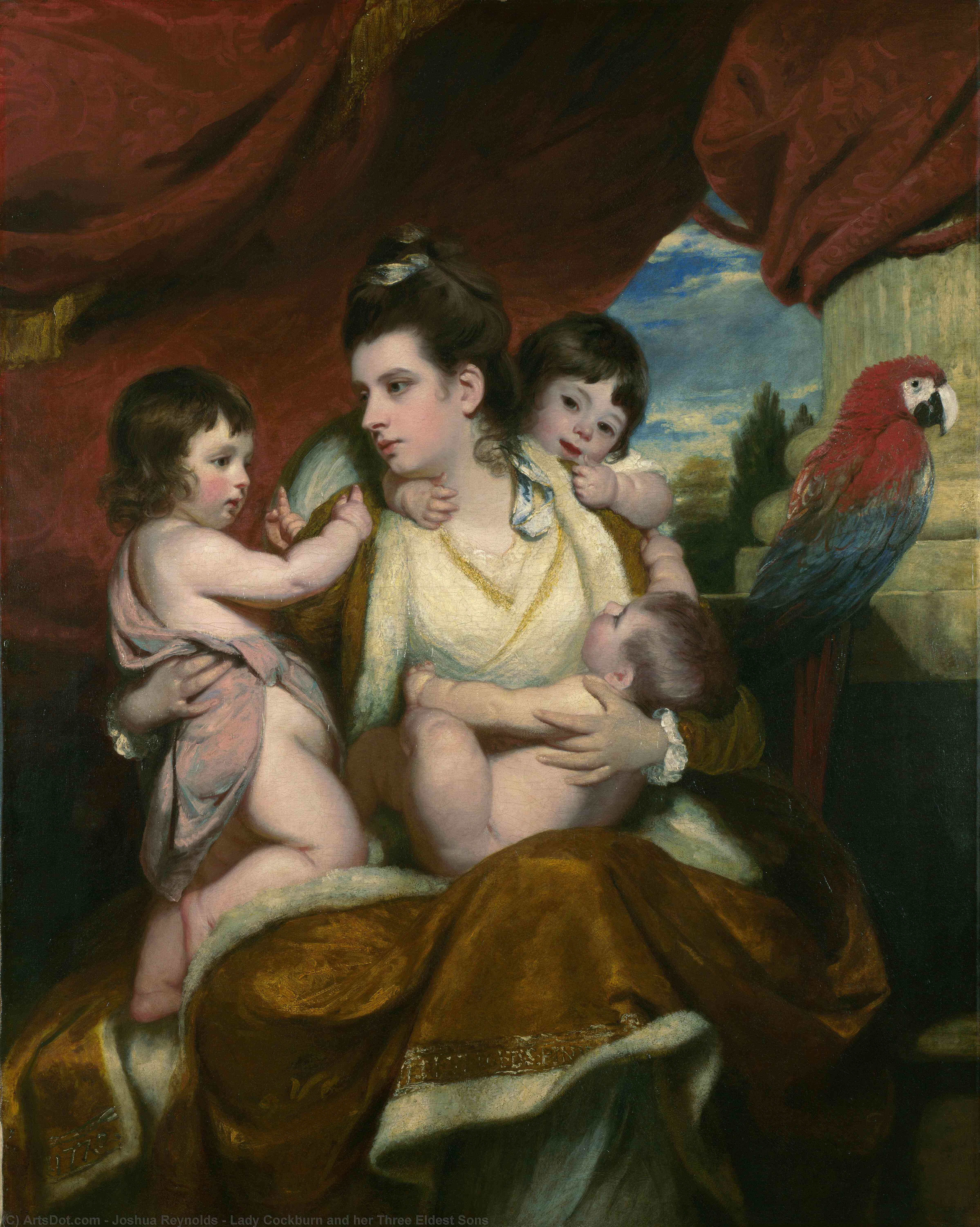 Wikioo.org - The Encyclopedia of Fine Arts - Painting, Artwork by Joshua Reynolds - Lady Cockburn and her Three Eldest Sons