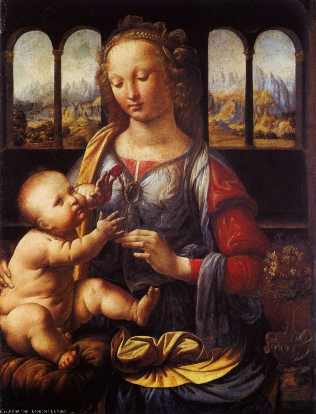 WikiOO.org – 美術百科全書 - 繪畫，作品 Leonardo Da Vinci - 康乃馨的麦当娜