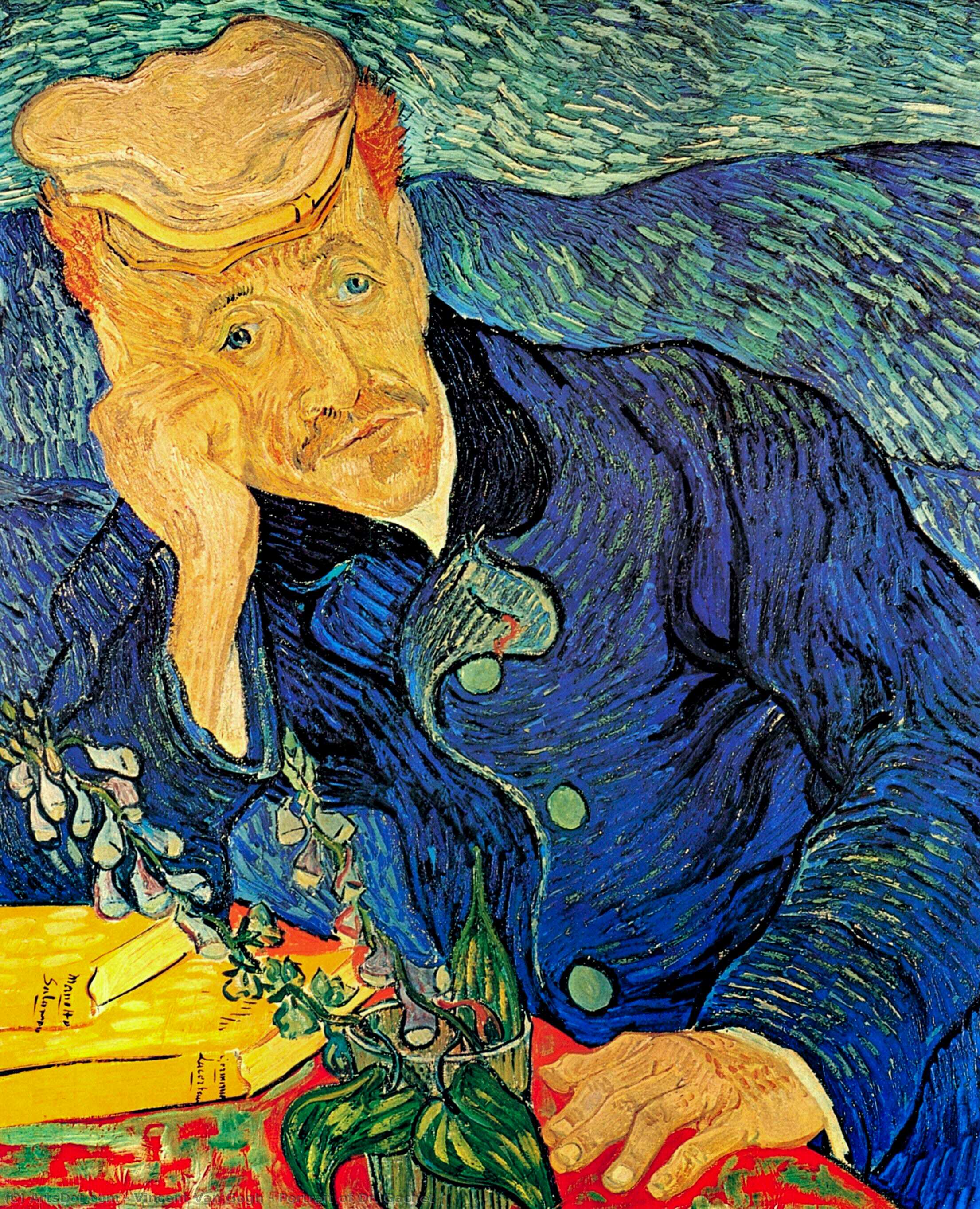 Wikoo.org - موسوعة الفنون الجميلة - اللوحة، العمل الفني Vincent Van Gogh - Portrait of Dr. Gachet