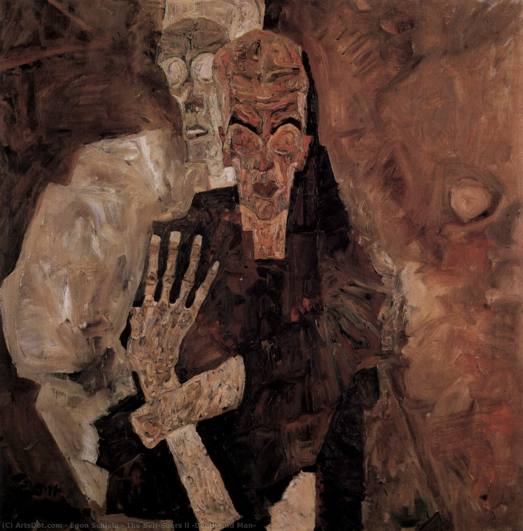 Wikioo.org - The Encyclopedia of Fine Arts - Painting, Artwork by Egon Schiele - The Self-Seers II (Death and Man)