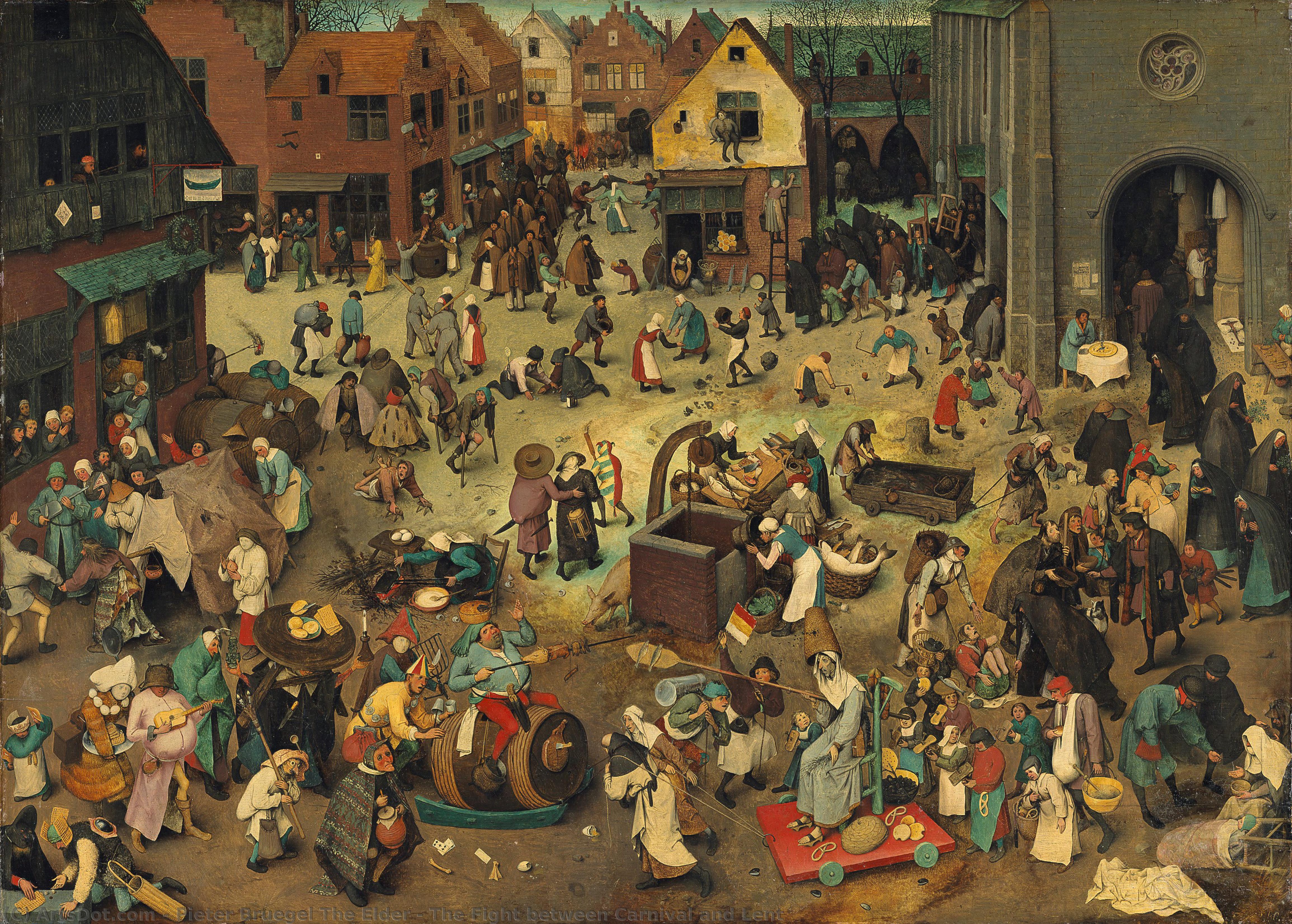 Wikioo.org - The Encyclopedia of Fine Arts - Painting, Artwork by Pieter Bruegel The Elder - The Fight between Carnival and Lent