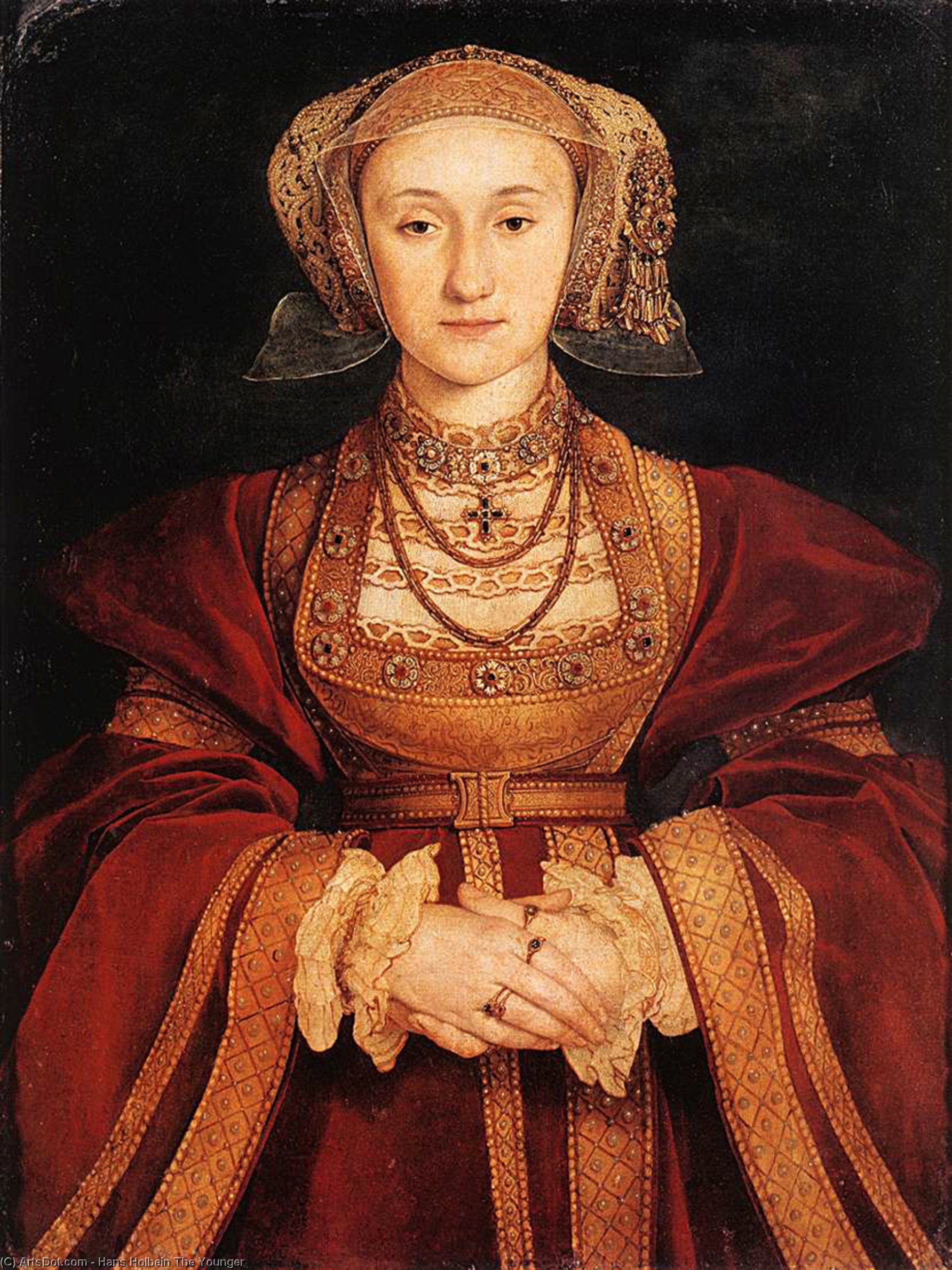 Wikioo.org - The Encyclopedia of Fine Arts - Painting, Artwork by Hans Holbein The Younger - Portrait of Anne of Cleves