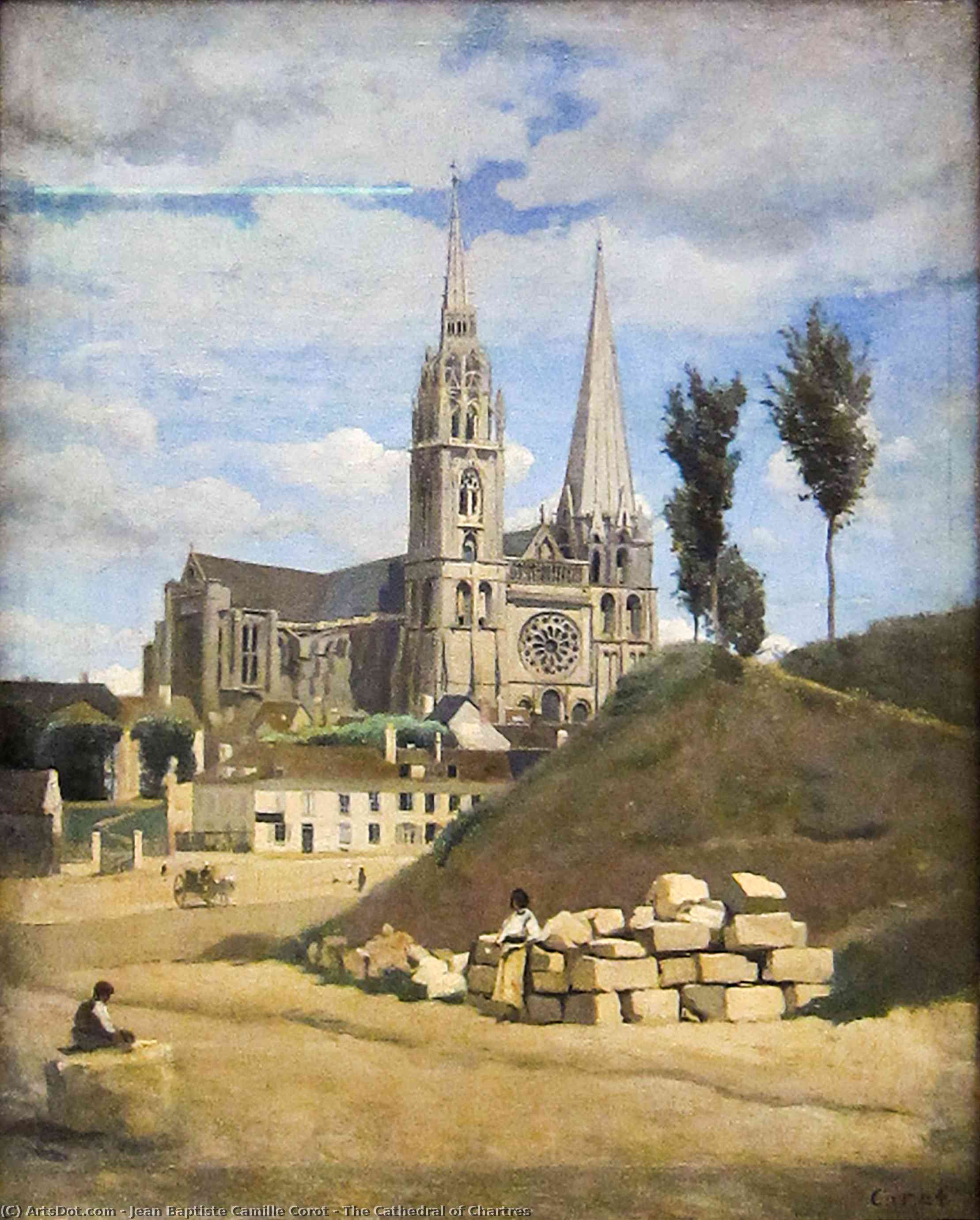 Wikioo.org - The Encyclopedia of Fine Arts - Painting, Artwork by Jean Baptiste Camille Corot - The Cathedral of Chartres