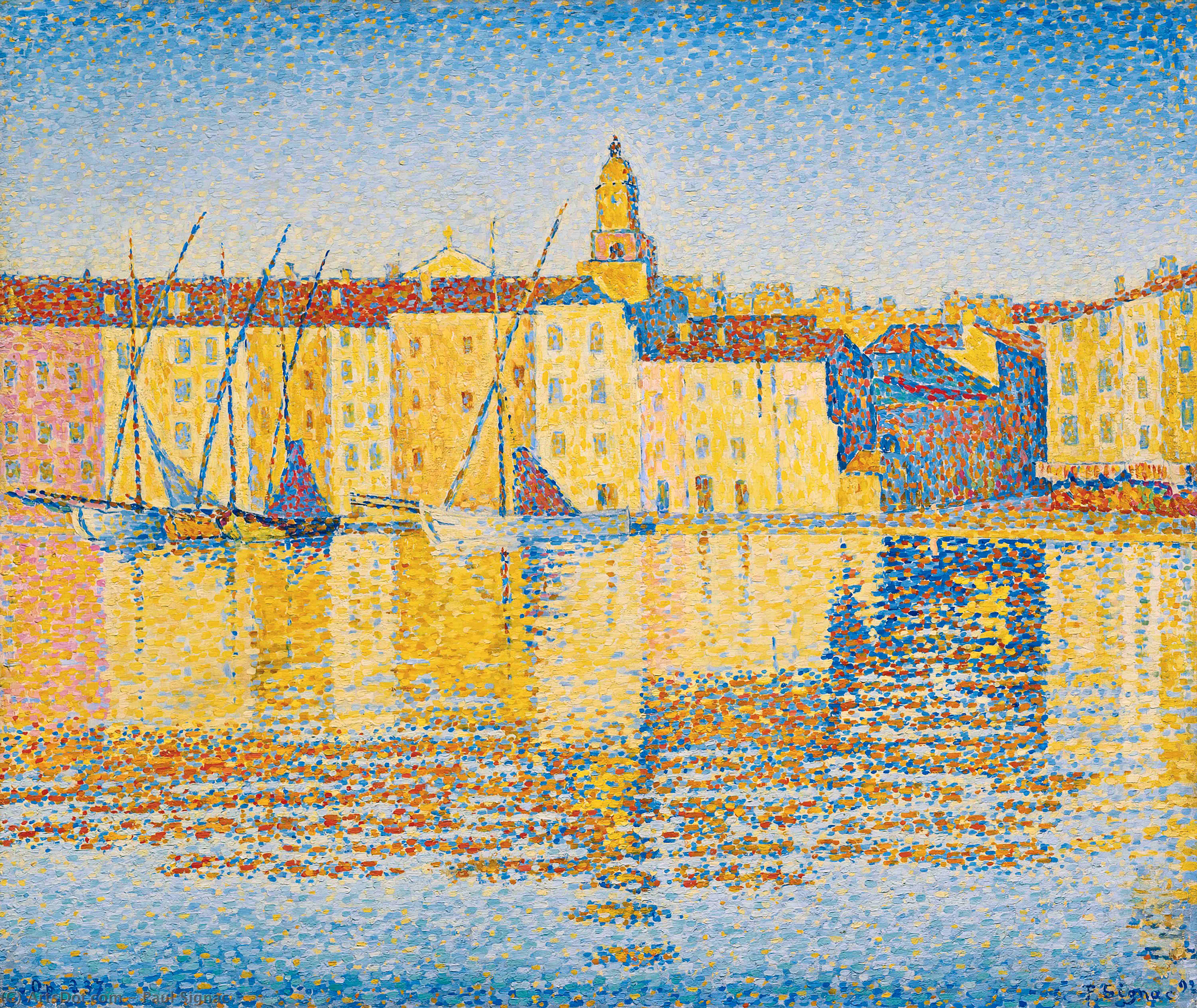 Wikioo.org - The Encyclopedia of Fine Arts - Painting, Artwork by Paul Signac - Houses in the Port, Saint-Tropez, Opus 237