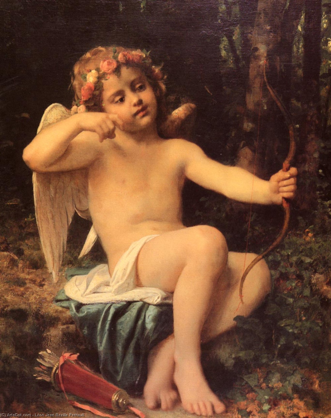 Эрот сын. Французский художник Léon Jean Bazille Perrault (1832-1908).. Художник Leon Bazile Perrault Амур.