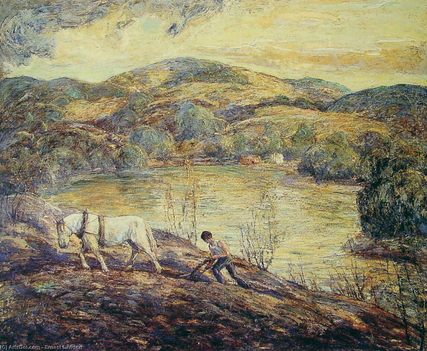 Wikioo.org - The Encyclopedia of Fine Arts - Painting, Artwork by Ernest Lawson - Ploughing