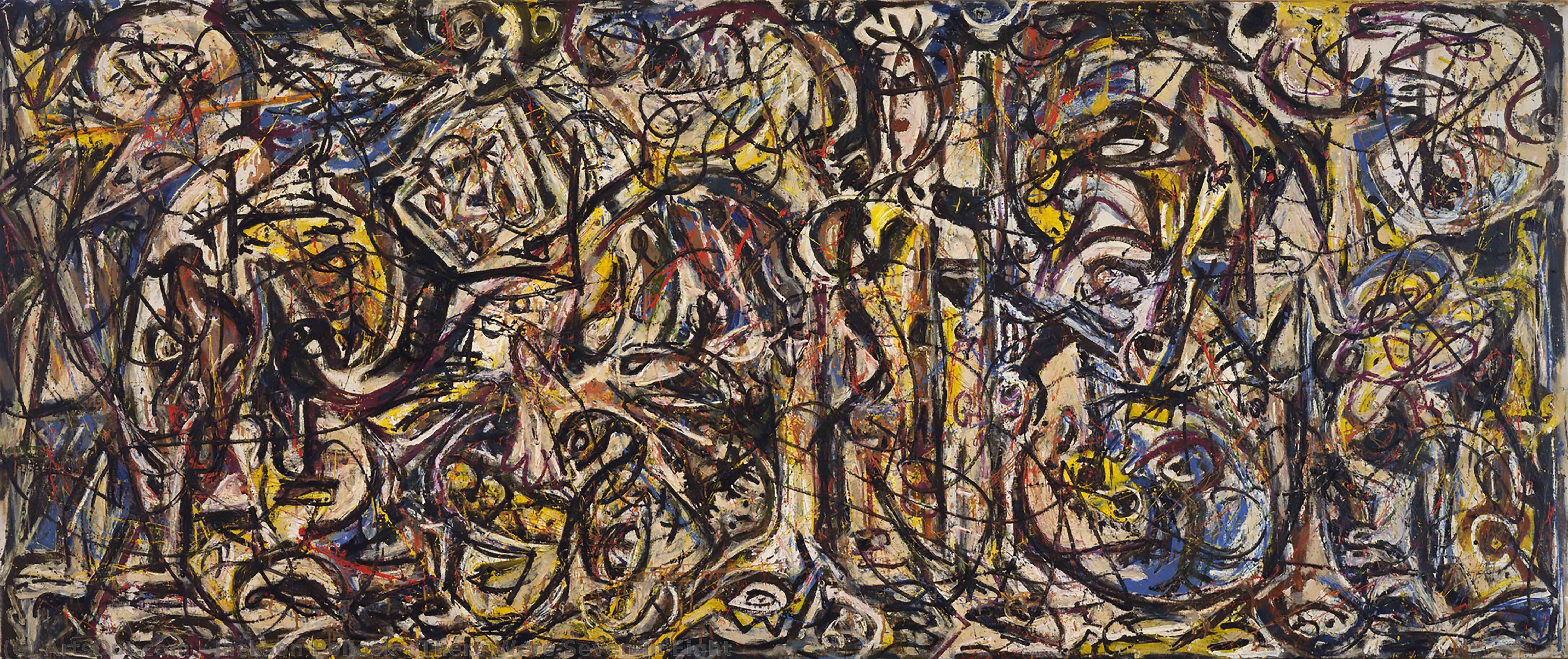 Wikoo.org - موسوعة الفنون الجميلة - اللوحة، العمل الفني Jackson Pollock - There Were Seven in Eight
