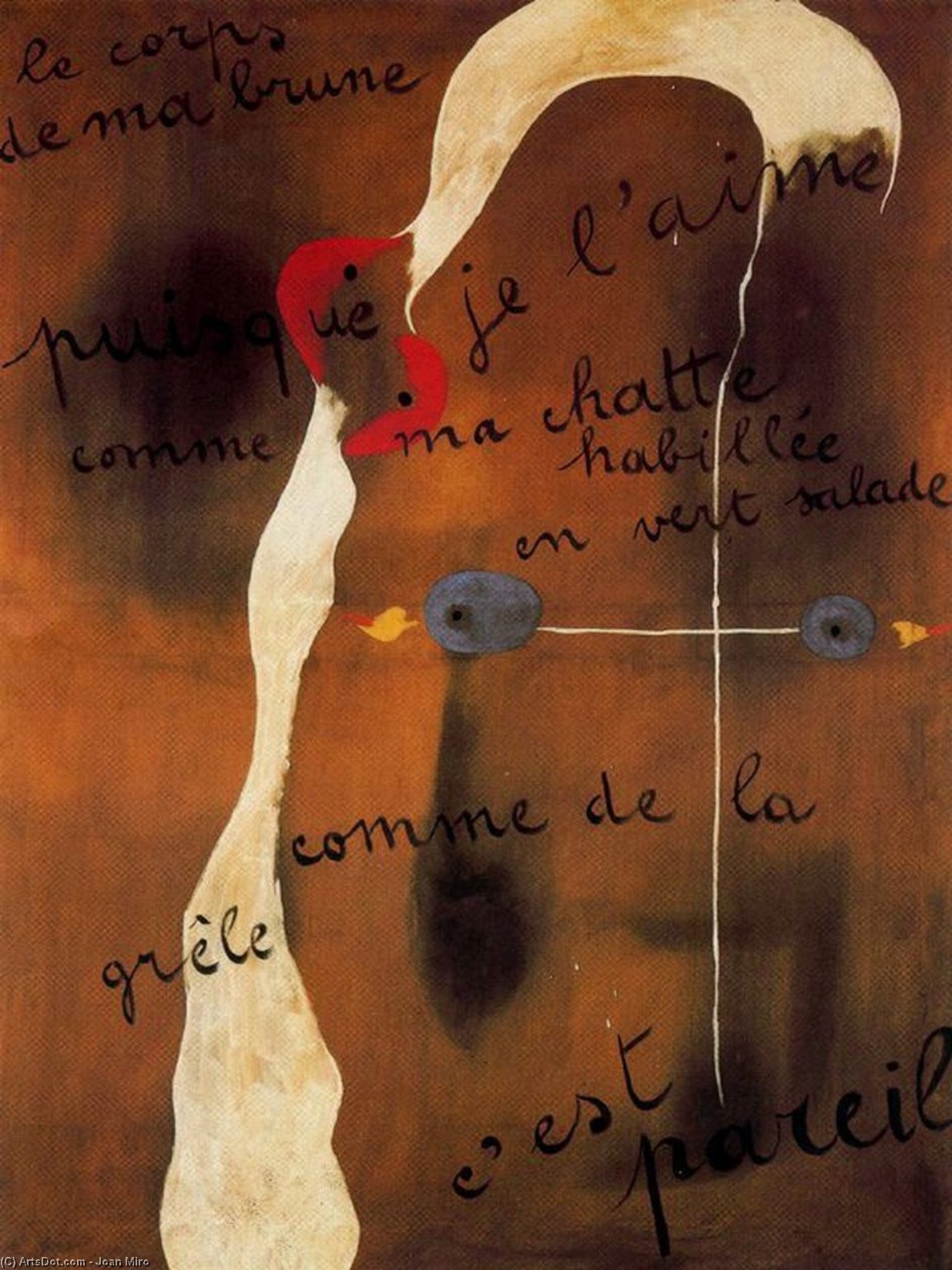 Wikoo.org - موسوعة الفنون الجميلة - اللوحة، العمل الفني Joan Miro - El cuerpo de mi morena