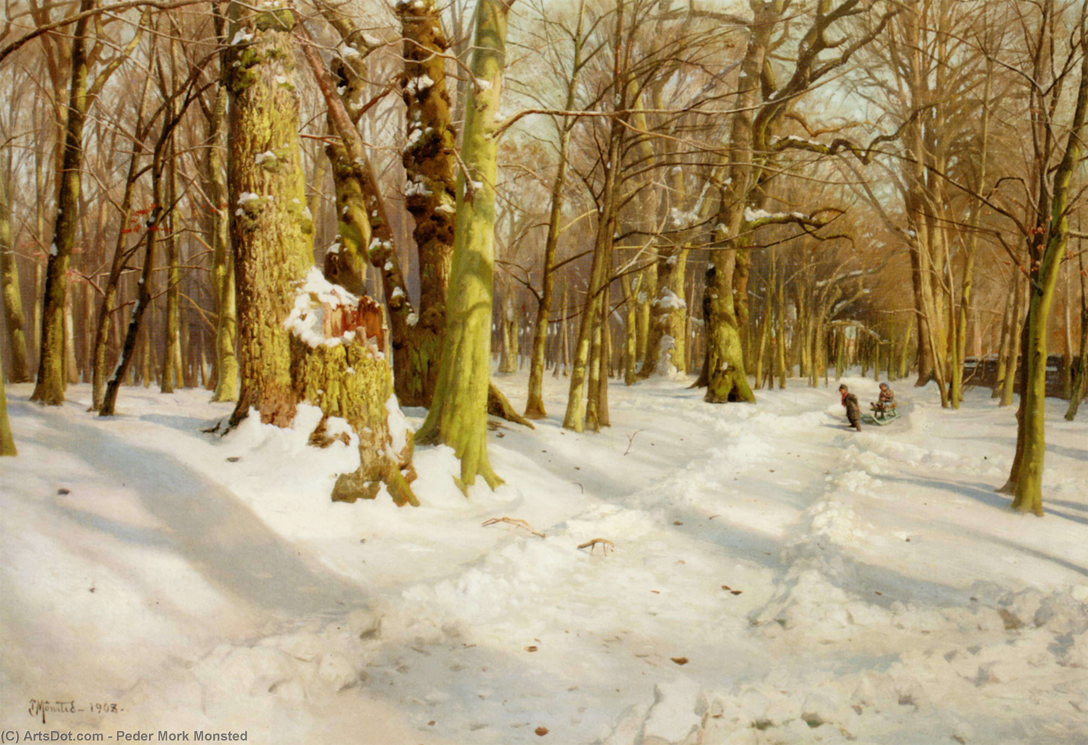 Wikioo.org - The Encyclopedia of Fine Arts - Painting, Artwork by Peder Mork Monsted - Legende Born I Sneen