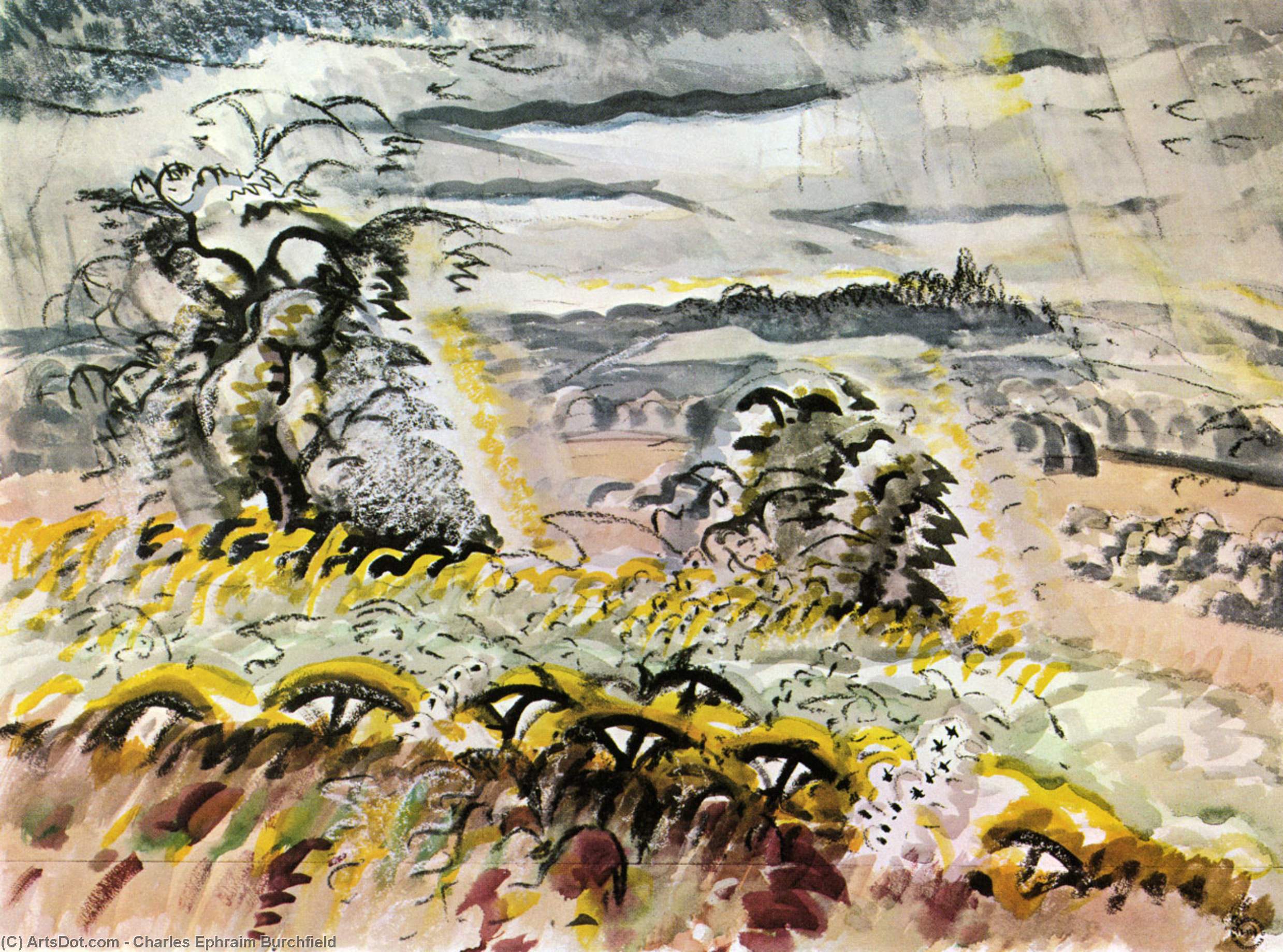 Cold september. September Wind (1955), художник Charles Ephraim Burchfield Постер купить. Efraim Lessind.