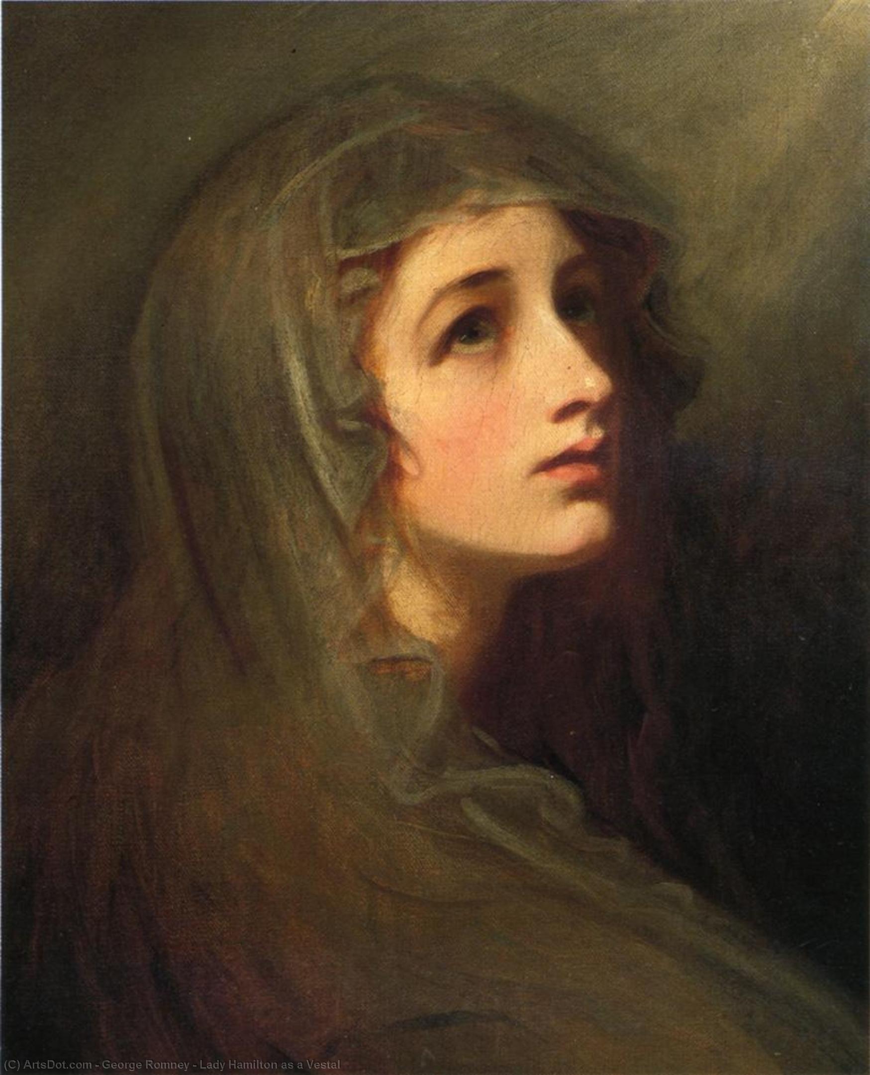Wikioo.org – L'Enciclopedia delle Belle Arti - Pittura, Opere di George Romney - Lady Hamilton come una vestale