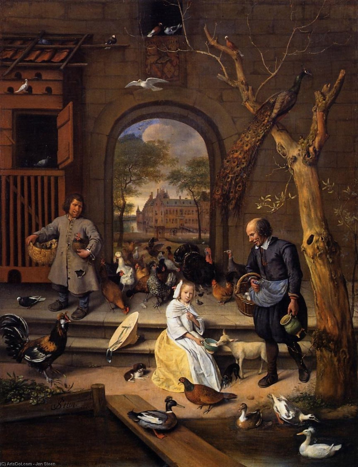 Wikioo.org - The Encyclopedia of Fine Arts - Painting, Artwork by Jan Steen - The Poultry Yard