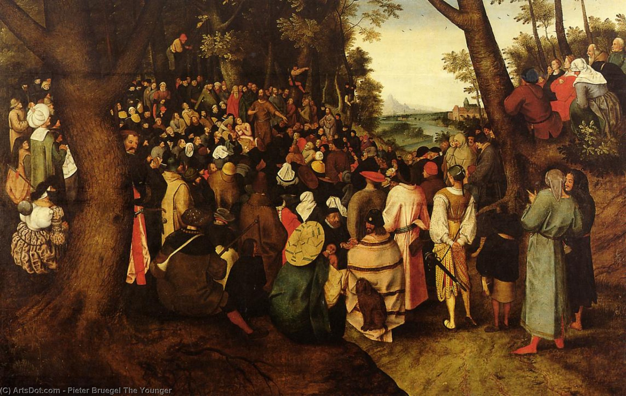 Wikioo.org - The Encyclopedia of Fine Arts - Painting, Artwork by Pieter Bruegel The Younger - A Landscape With Saint John The Baptist Preaching