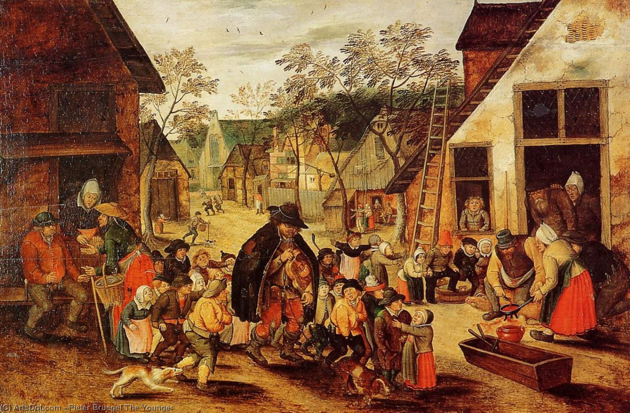 Wikioo.org - The Encyclopedia of Fine Arts - Painting, Artwork by Pieter Bruegel The Younger - The Organ Grinder