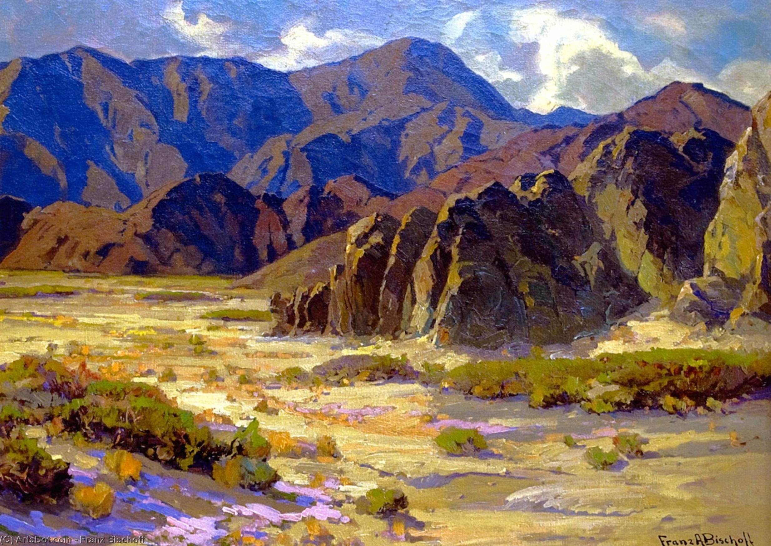 Wikioo.org - The Encyclopedia of Fine Arts - Painting, Artwork by Franz Bischoff - Desert Mountains, Coachella Valley