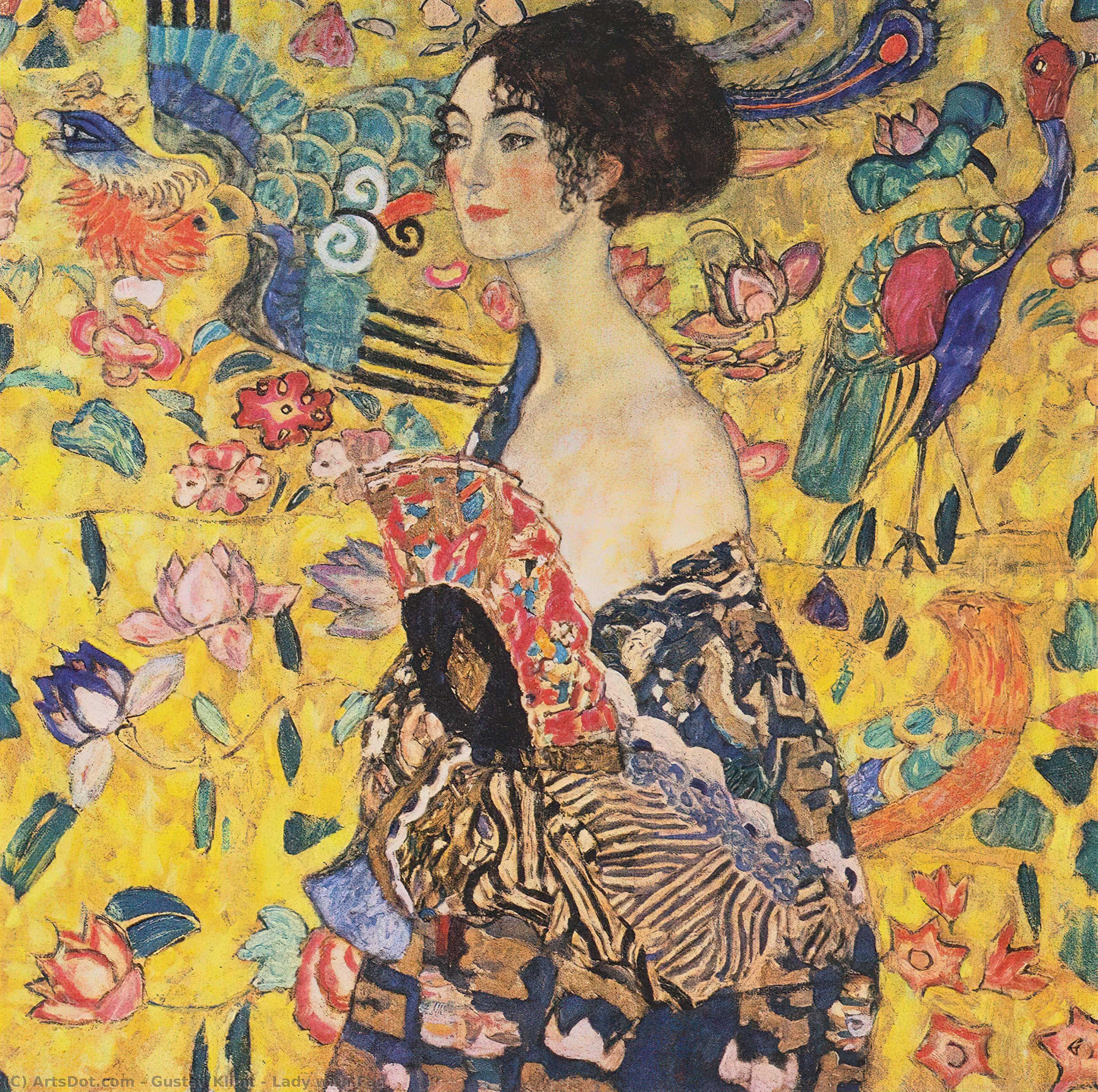 Wikioo.org - The Encyclopedia of Fine Arts - Painting, Artwork by Gustav Klimt - Lady with Fan