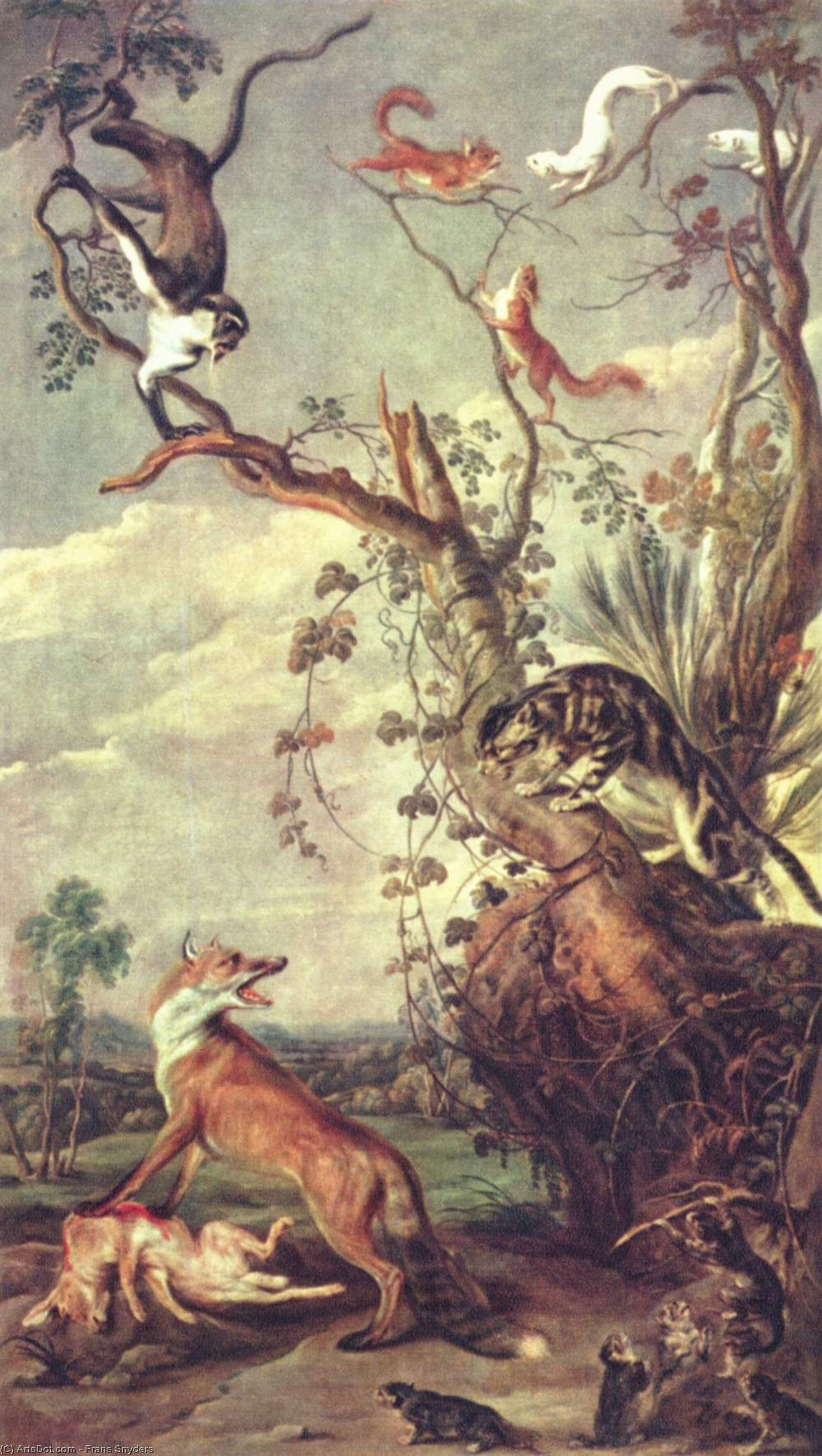 Wikioo.org - The Encyclopedia of Fine Arts - Painting, Artwork by Frans Snyders - Fox and cat