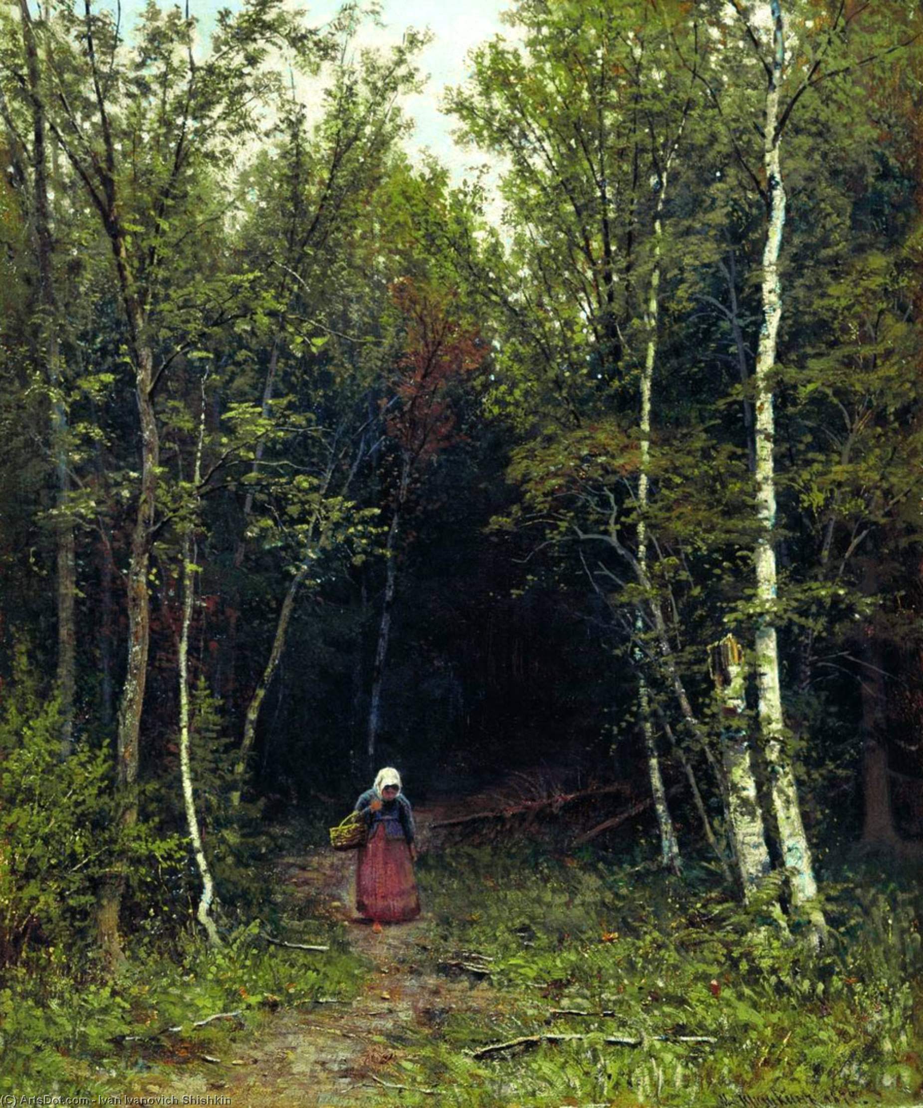 Wikioo.org - The Encyclopedia of Fine Arts - Painting, Artwork by Ivan Ivanovich Shishkin - Landscape with a Woman
